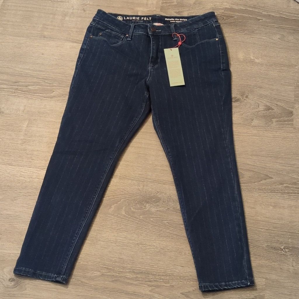 Other Laurie felt metallic pinstripe ankle skinny jeans size 12P Size 34" / US 12 / IT 48 - 2 Thumbnail