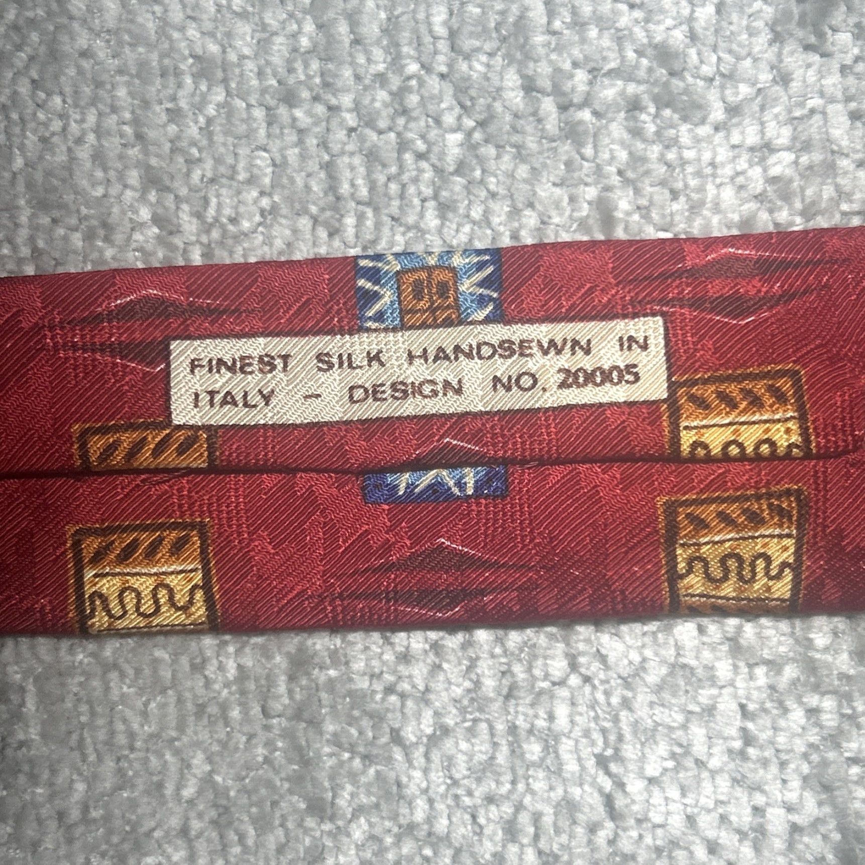 Robert Talbott Robert Talbott Omaggio Mens Tie Silk Handsewn in Italy 57L x 4W Red Geometric Silk Tie Mens Size ONE SIZE - 5 Thumbnail