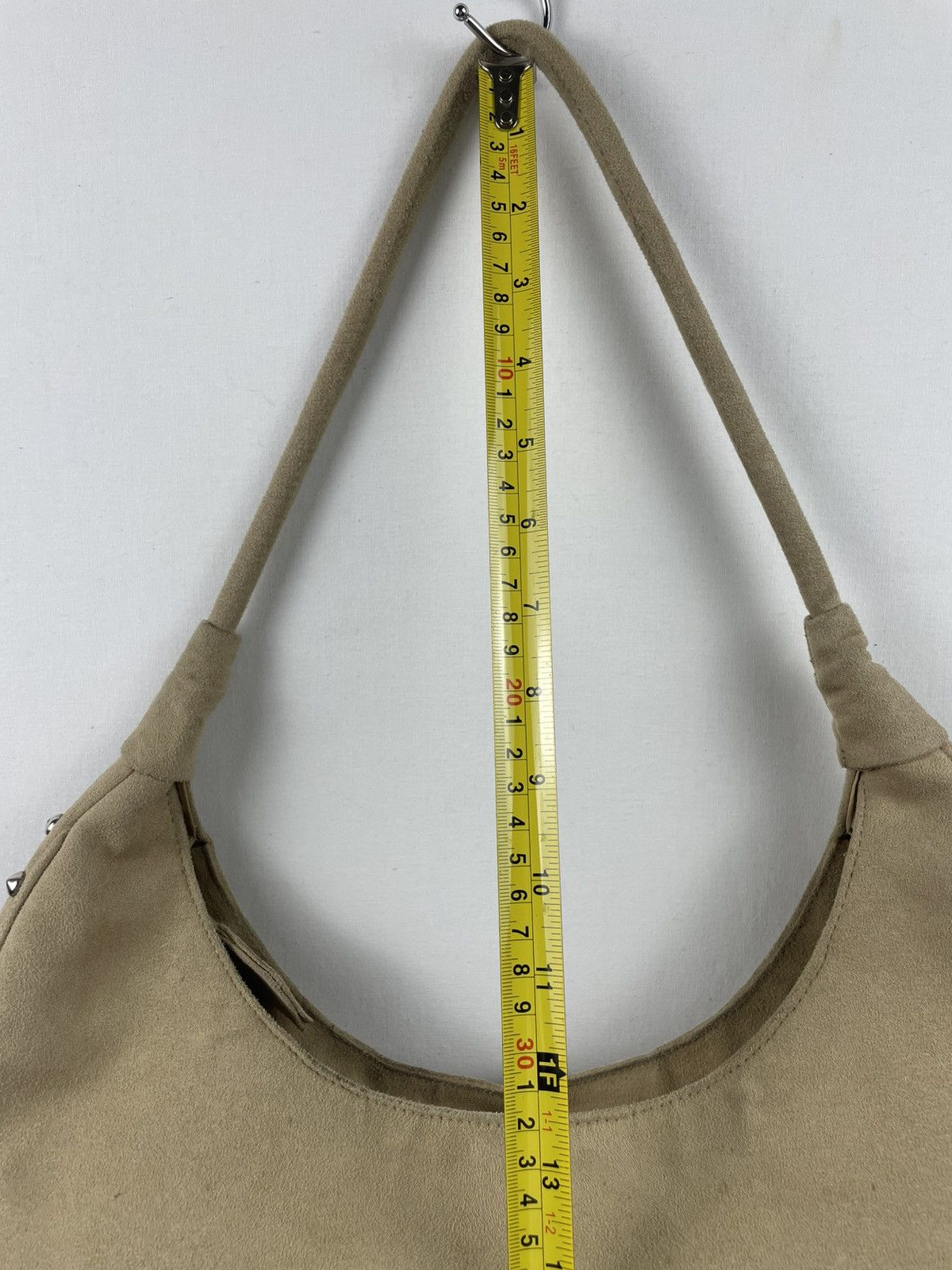 Japanese Brand Acanthe Hobo Handbag Suede and Studded With Metal Studs Size ONE SIZE - 14 Thumbnail