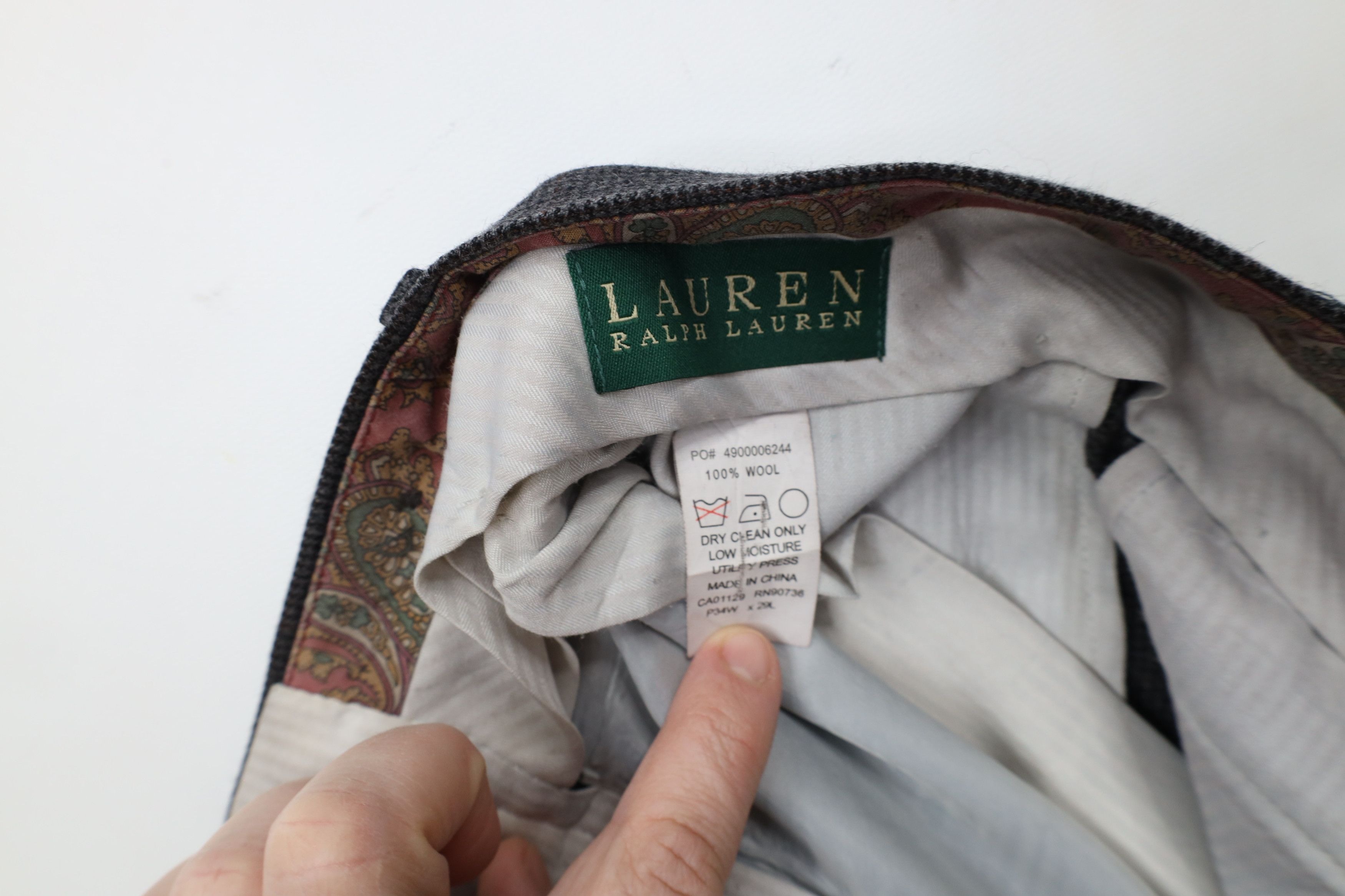 Ralph Lauren × Vintage Vintage Ralph Lauren Cuffed Wool Houndstooth Wide Leg Pants Size US 34 / EU 50 - 6 Thumbnail