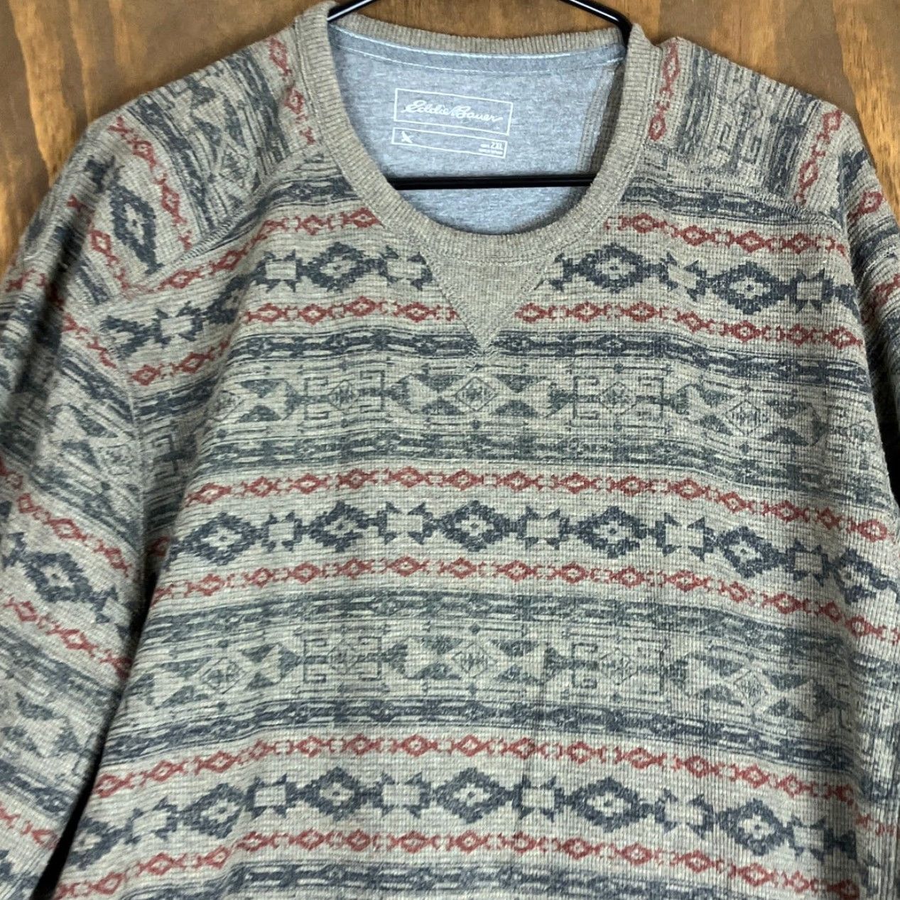 Eddie Bauer Eddie Bauer Mens Sweatshirt Brown Patterned Thermal Pullover Long Sleeve 2XL Big & Tall Crew Neck Fall Winter Mens Size US XXL / EU 58 / 5 - 2 Thumbnail