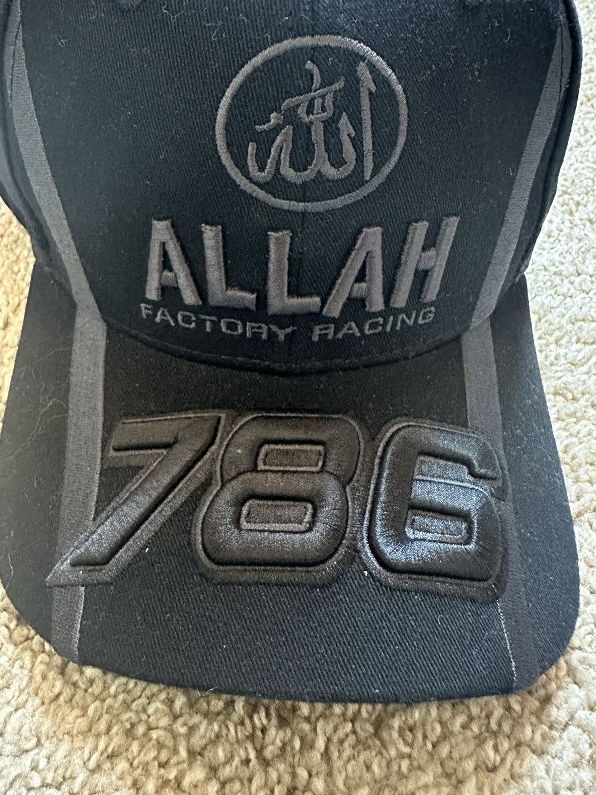 Streetwear Kemal Allah racing 786 hat triple black | Grailed