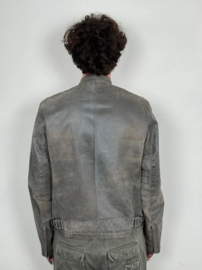Dolce & Gabbana 1990s Dolce & Gabbana Avant-Garde Grey Moto Leather Jacket Size US L / EU 52-54 / 3 - 3 Thumbnail