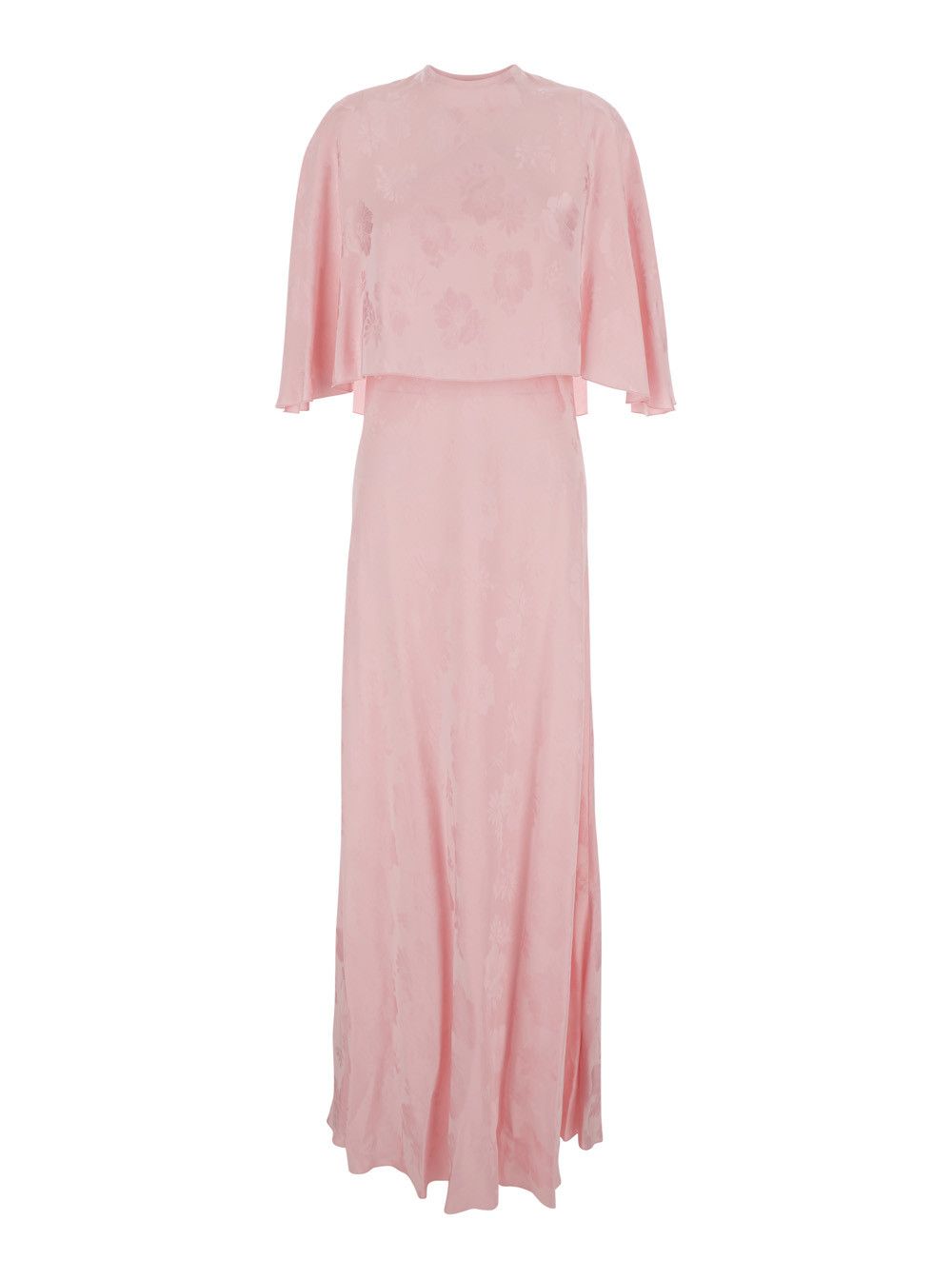 forte_forte Long Dress with All-Over Floral Embroidery and Coordinated Viscose Cape in Pink for Women Size XS / US 0-2 / IT 36-38 - 1 Thumbnail