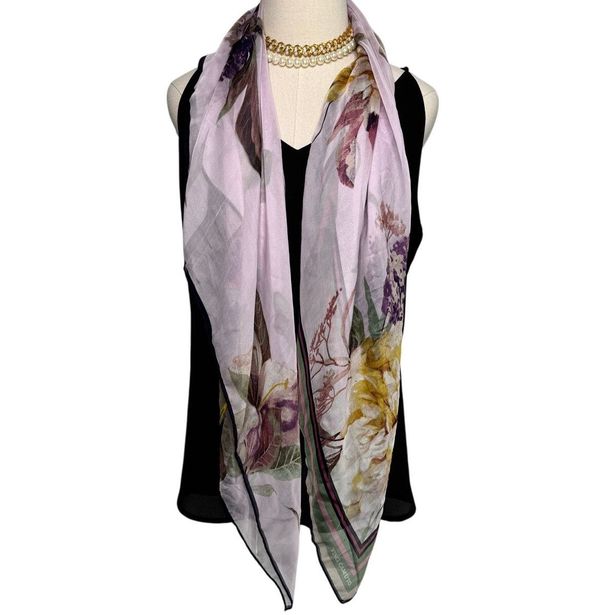Vince Camuto Vince Camuto floral chiffon square scarf pink green 43” Size ONE SIZE - 4 Thumbnail