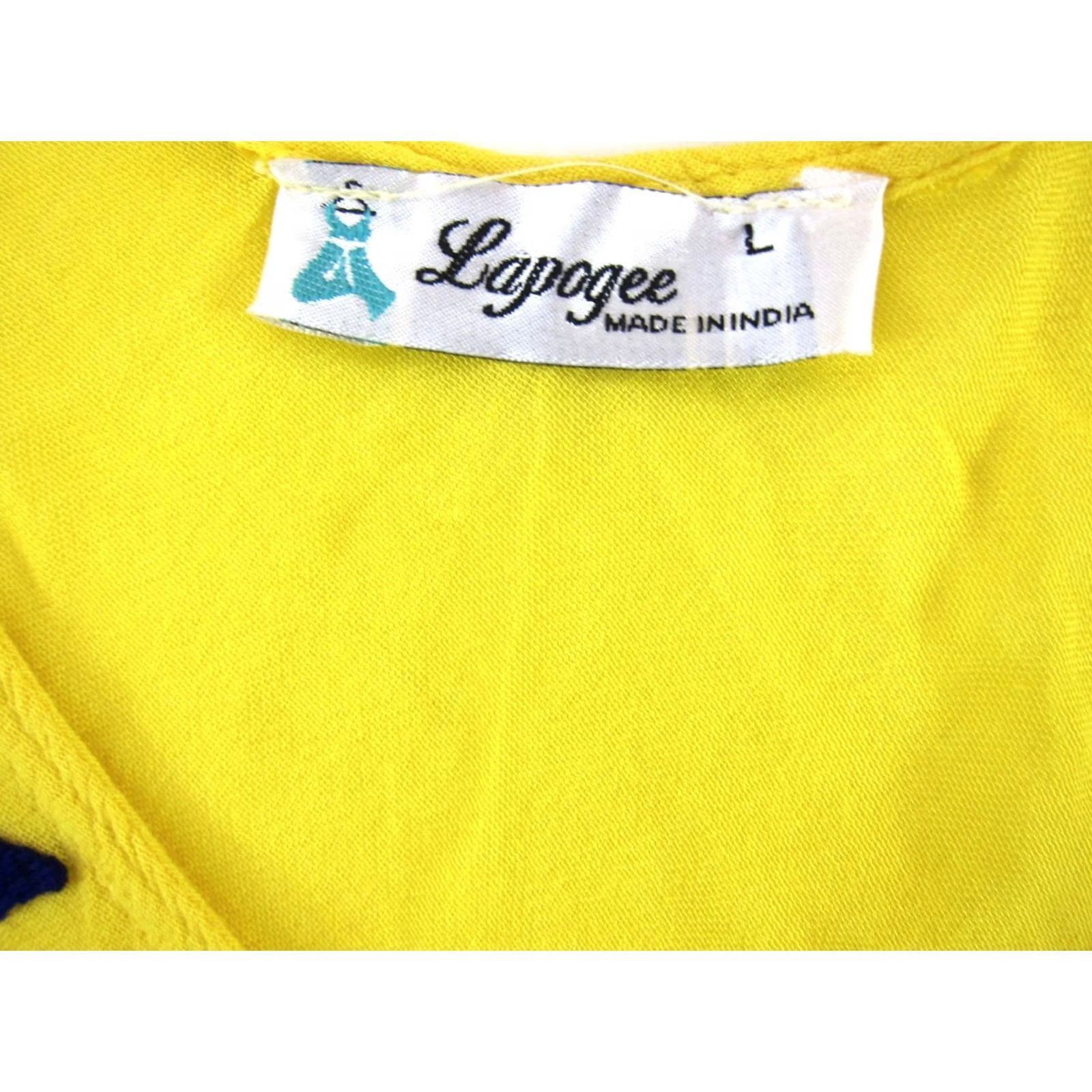 Vintage Lapogee Rayon Yellow Tie Dye Embroidered Floral Midi Tank Dress Large Size L / US 10 / IT 46 - 3 Thumbnail