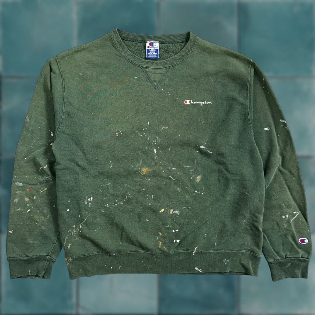 Champion VINTAGE Champion Sweatshirt Crewneck 90s Green Large Mens Size US L / EU 52-54 / 3 - 1 Thumbnail
