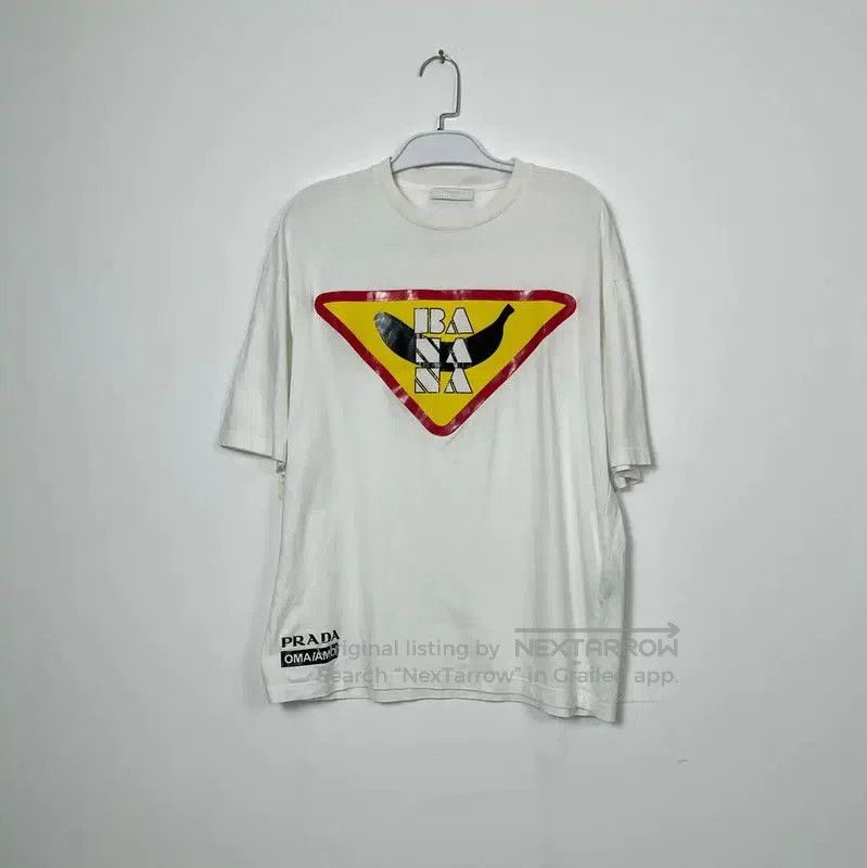 Prada Prada White Cotton Men's T-Shirt with Graphic. Size US S / EU 44-46 / 1 - 1 Thumbnail