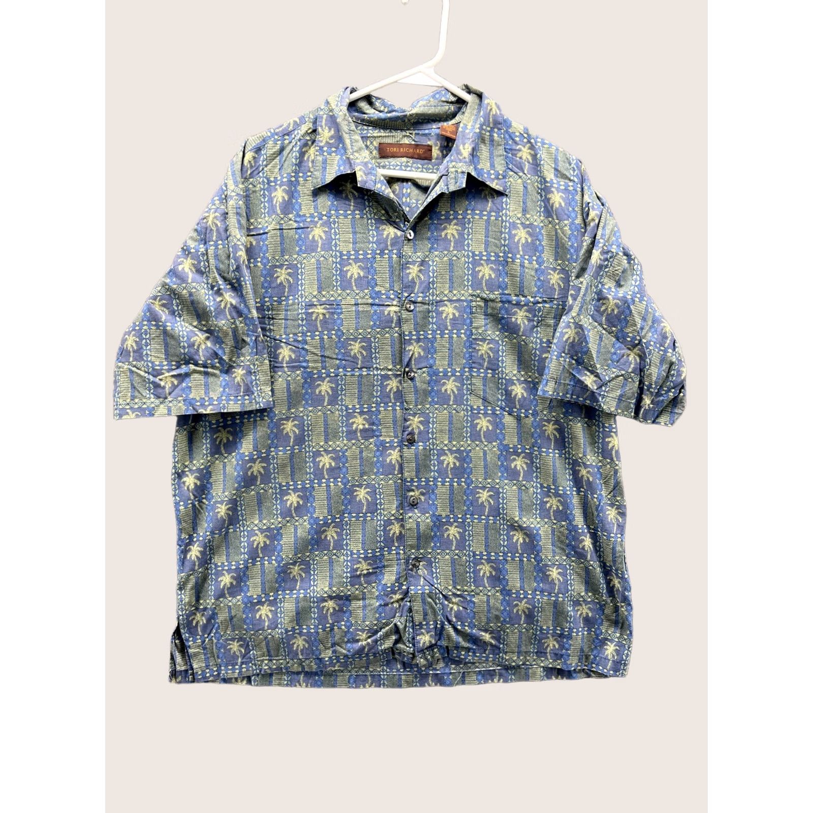 Tori Richard Tori Richard Shirt Mens Large Blue Palm Tree Hawaiian Short Sleeve Button Front Size US L / EU 52-54 / 3 - 1 Thumbnail