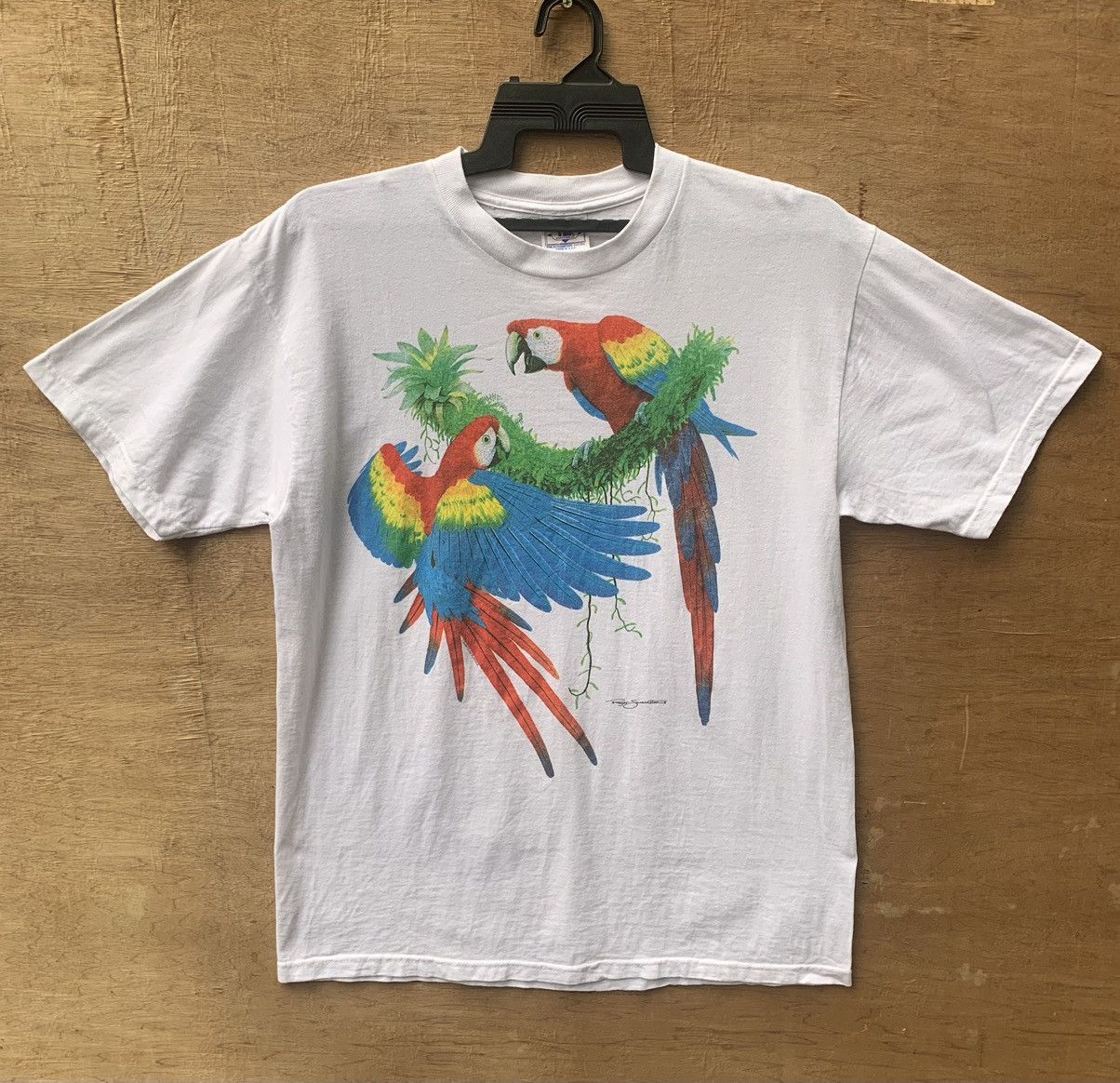 Other Vintage Artwork Couple Parrots by Roger Swainston T Shirt Size US L / EU 52-54 / 3 - 3 Thumbnail