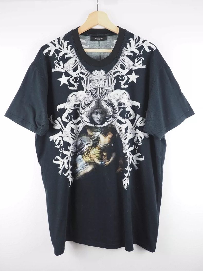 Givenchy Givenchy Black oil painting Virgin Angel short-sleeved shir Size US L / EU 52-54 / 3 - 1 Thumbnail