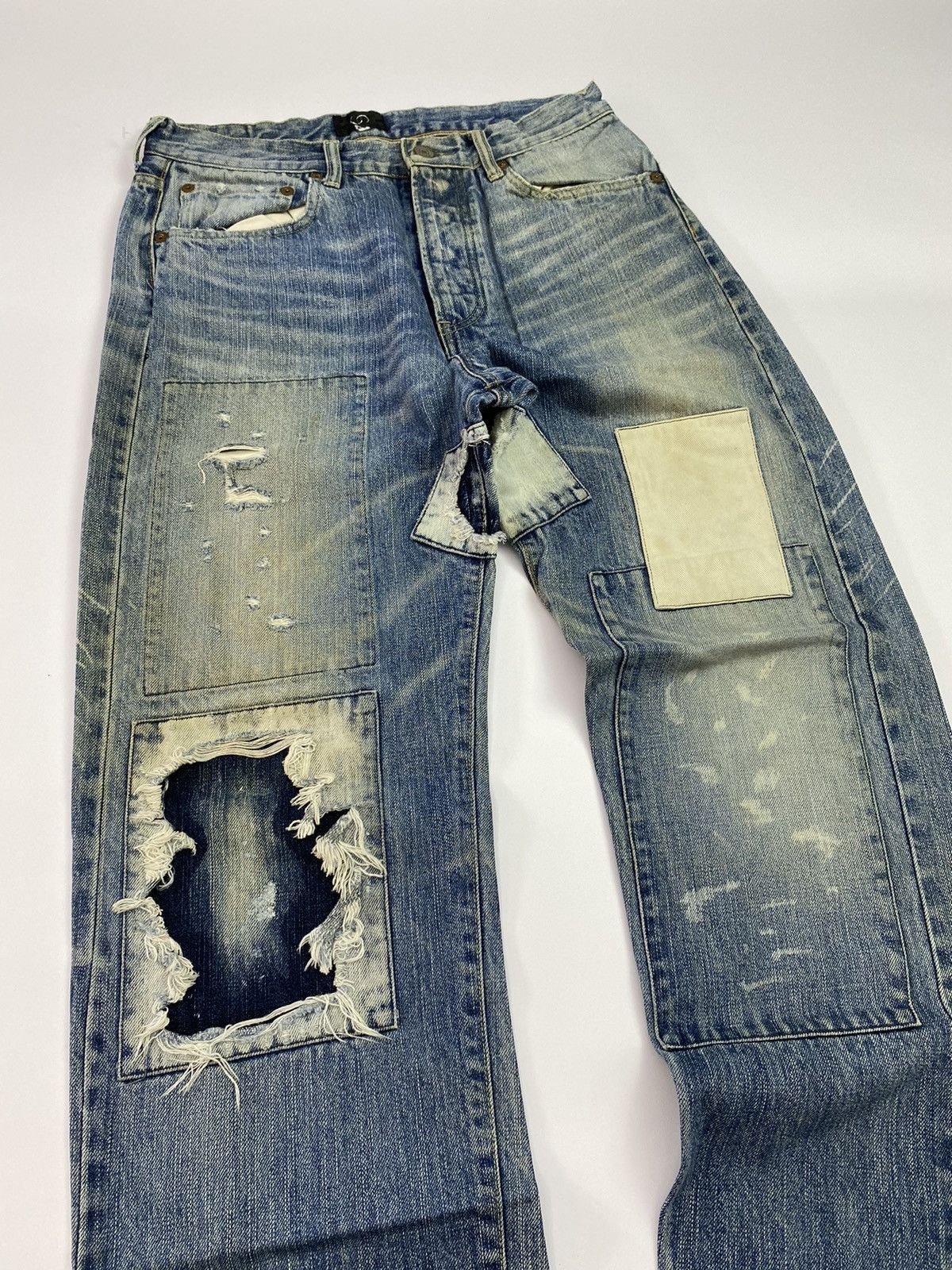 Japanese Brand × Jean Patchwork selvedge redline japanese jeans pant Size US 30 / EU 46 - 7 Thumbnail