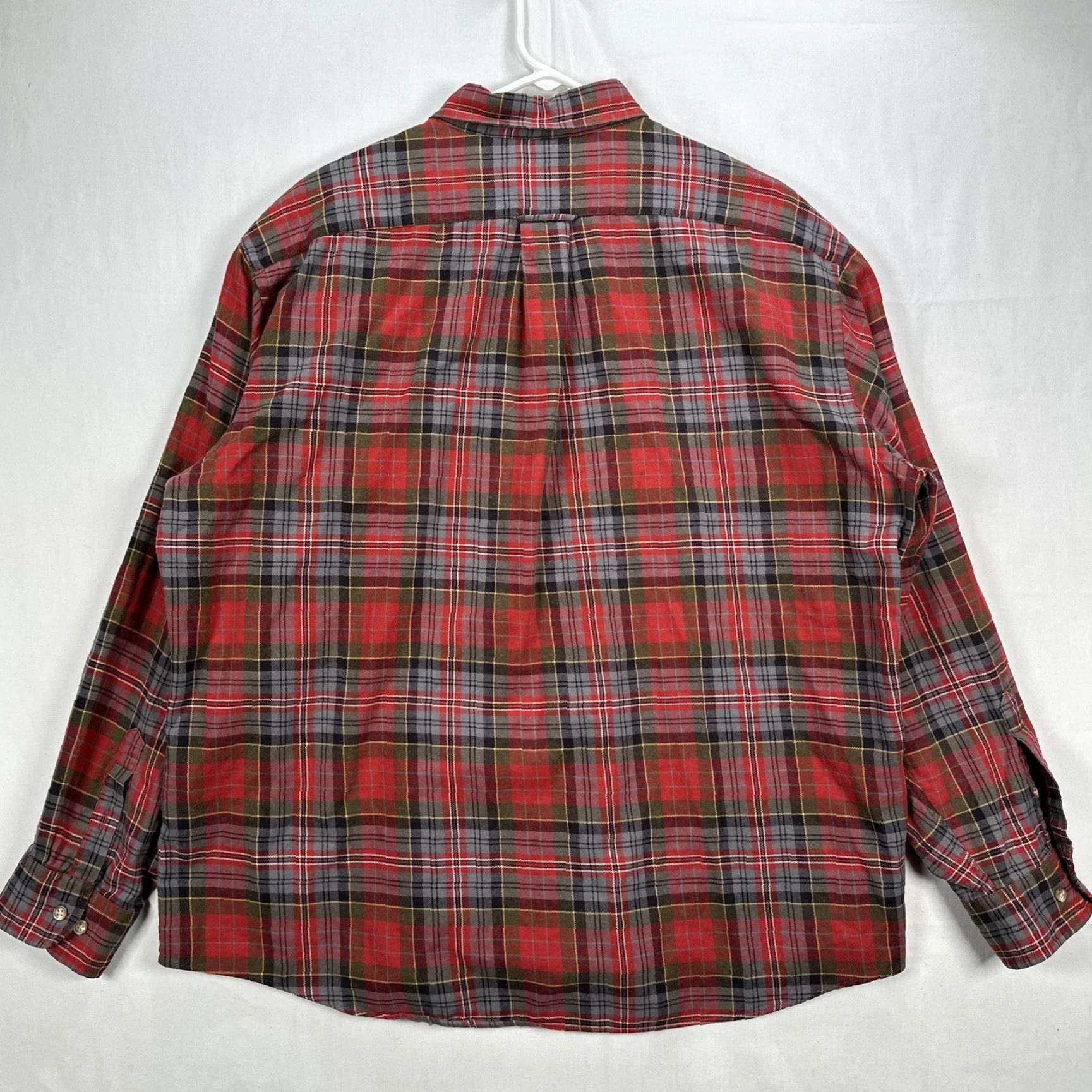VINTAGE Viyella Flannel Shirt Mens XL Red Plaid Button-Down Wool Blend 90s
