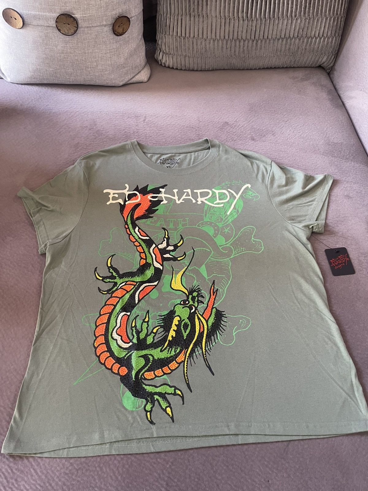Ed Hardy Ed Hardy Blinged Out Dragon Tee Size US XL / EU 56 / 4 - 1 Thumbnail