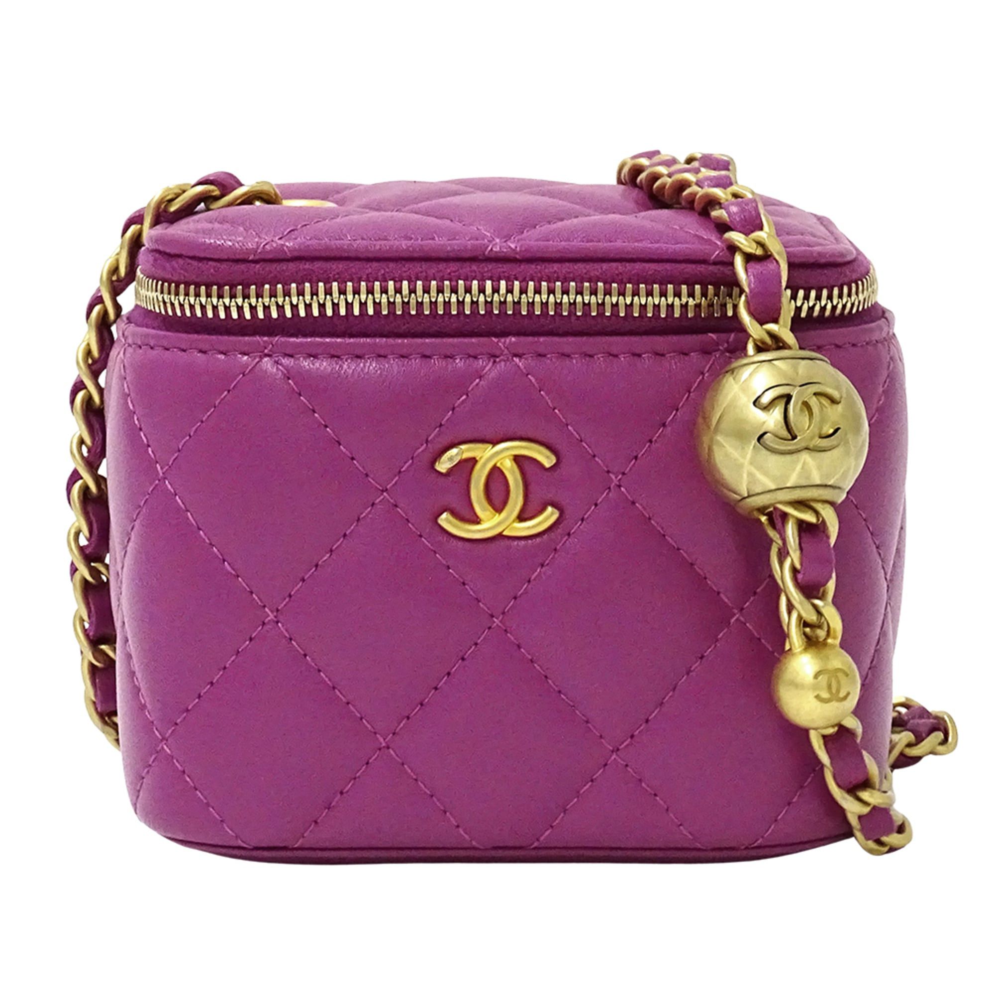 Chanel CHANEL Matelasse Coco Ball Handbag, Women's Brand, Shoulder Bag, Vanity Purple Lambskin, Gold Hardware, Chain Mini Bag Size ONE SIZE - 1 Thumbnail