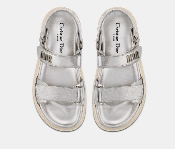Dior o1w1db11124 Metallic Calfskin Dioract Sandals in Silver Size US 8 / IT 38 - 4 Thumbnail