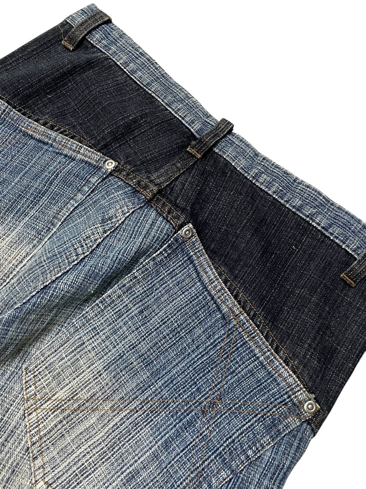 Blue Blue Japan × Hysteric Glamour × Japanese Brand Gumu International Indigo Wash Hand Stripped Woven Jeans Size US 30 / EU 46 - 20 Thumbnail