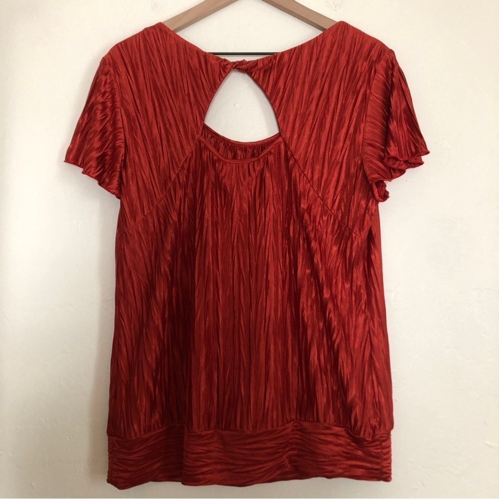 Alyx Alyx Red Crinkle Flutter Flounce Sleeve Shirt Blouse Top Size L / US 10 / IT 46 - 8 Thumbnail
