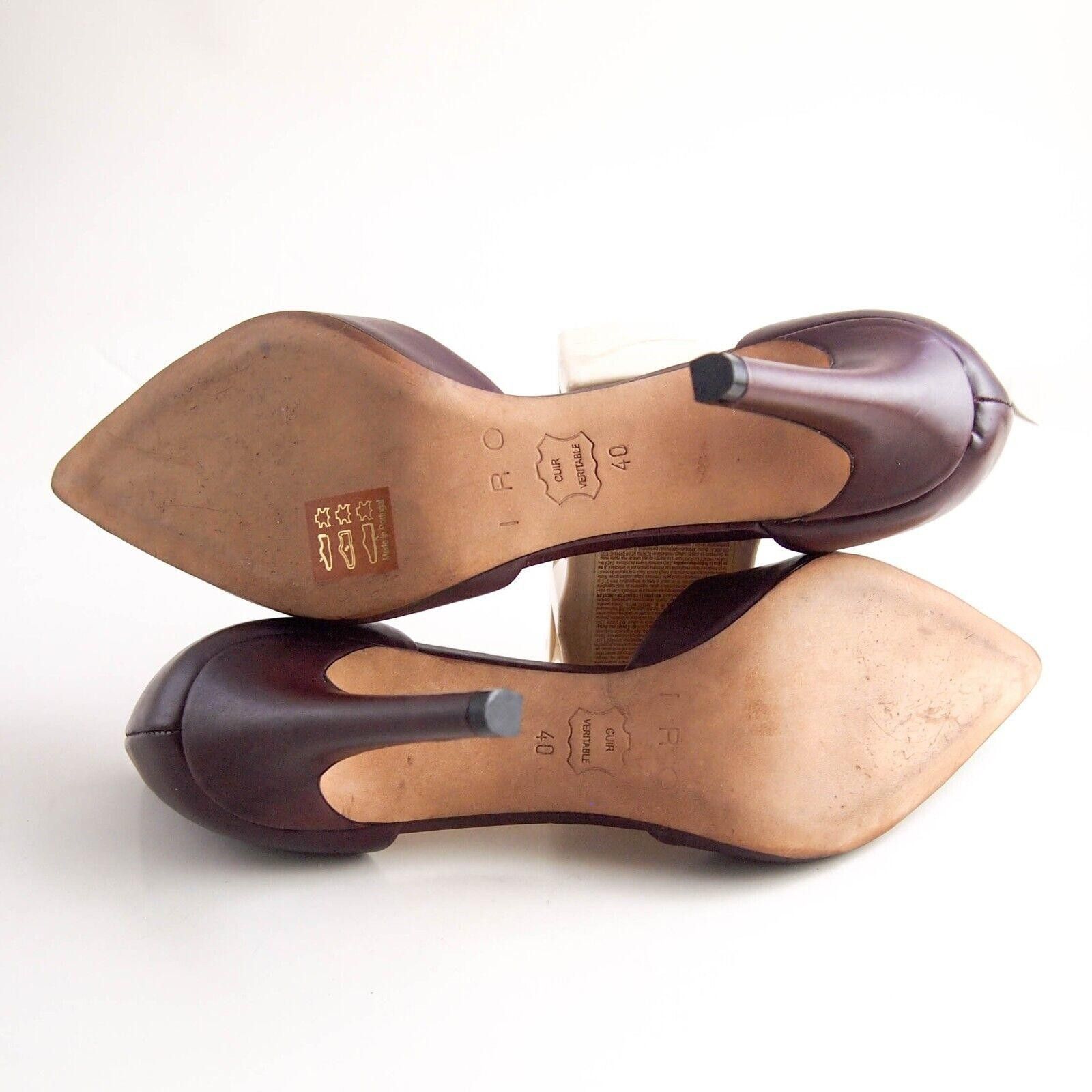 Iro IRO D'Orsay Pumps Pointed Toe Burgundy Leather US 10 EU 40 Size US 10 / IT 40 - 9 Thumbnail