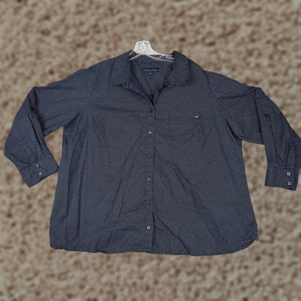 Tommy Hilfiger Tommy Hilfiger Shirt Women 1X Blue Polka Dot Button Pocket Long Sleeve Size XL / US 12-14 / IT 48-50 - 1 Thumbnail