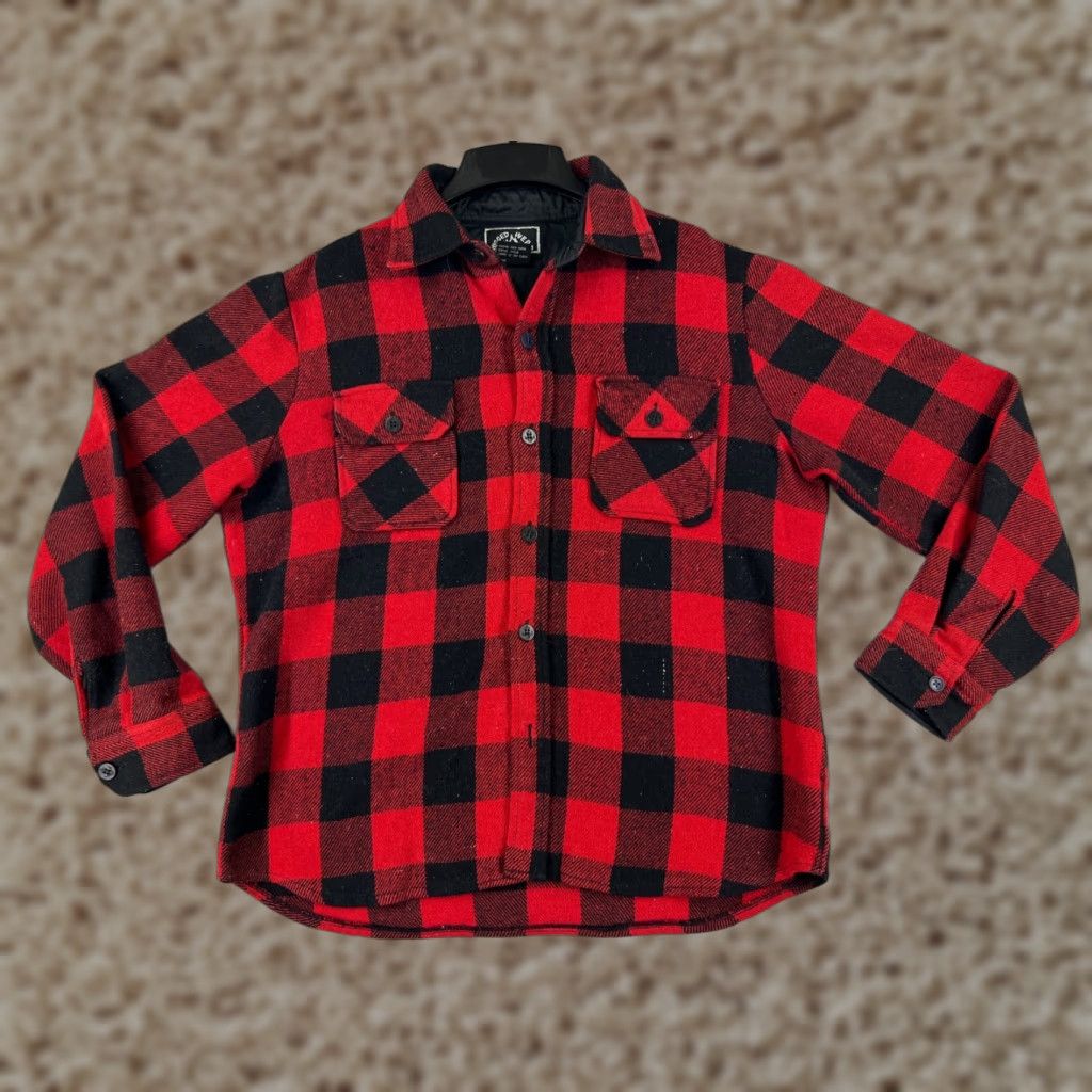 Vintage Ruggedwear Shirt Men Large Red Plaid Flannel Wool Blend Button-Up Pockets Vintage Size US L / EU 52-54 / 3 - 1 Thumbnail