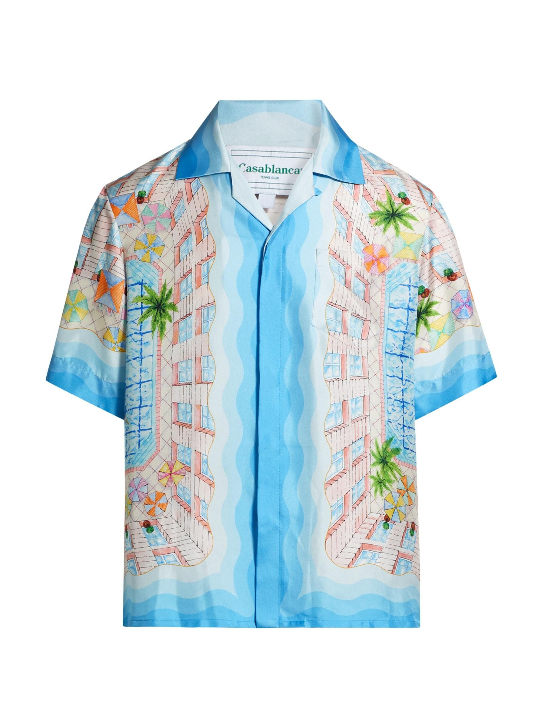 Casablanca os11x0725 The Dive Graphic Silk Camp Shirt in Multicolor Size US XL / EU 56 / 4 - 1 Thumbnail