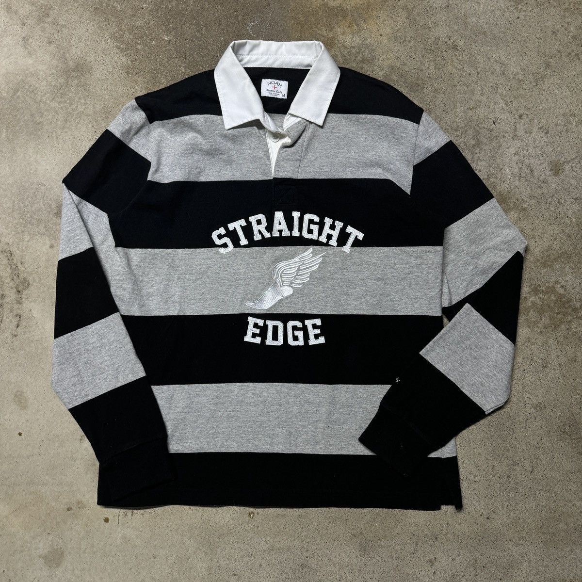 image of Noah Practice Cloth Straight Edge Rugby Shirt M in Grey, Men's (Size Medium)