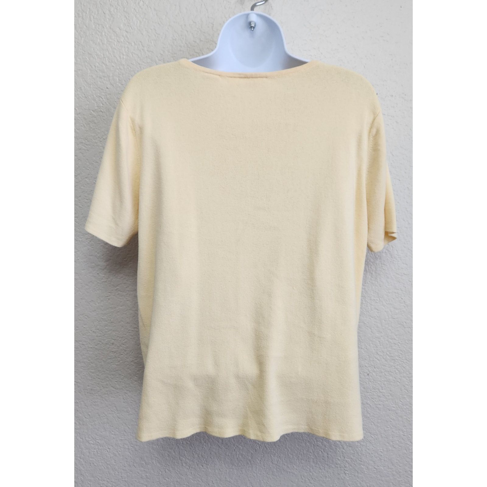 Other Draper's & Damon's Yellow Tight Knit Round Neck Top PL Soft Size L / US 10 / IT 46 - 3 Thumbnail
