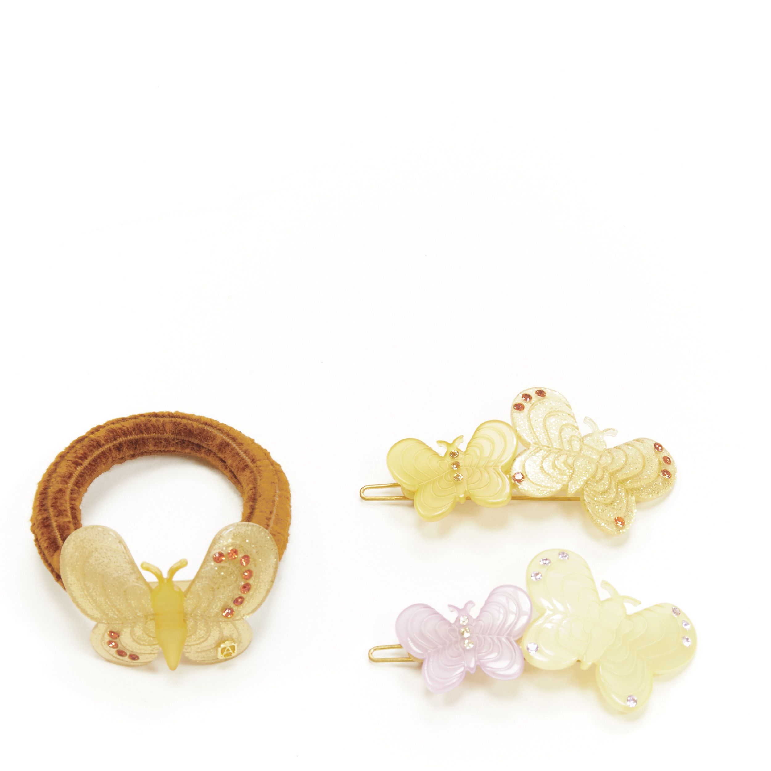Other CHIC & MODE Alexandre Zouari yellow pastel crystal butterfly acrylic clip tie X3 Size ONE SIZE - 1 Thumbnail