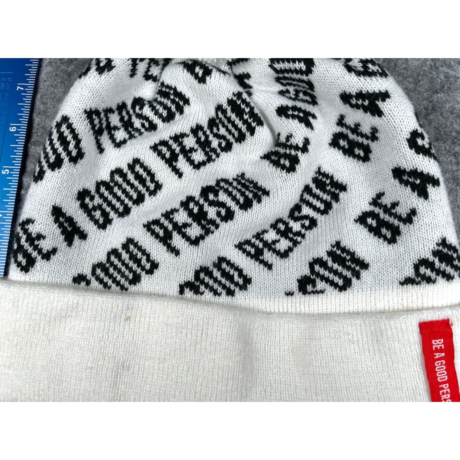 Vintage Be A Good Person Beanie Adult One Size White Knit Acrylic Ski Cap Unisex Size ONE SIZE - 3 Thumbnail