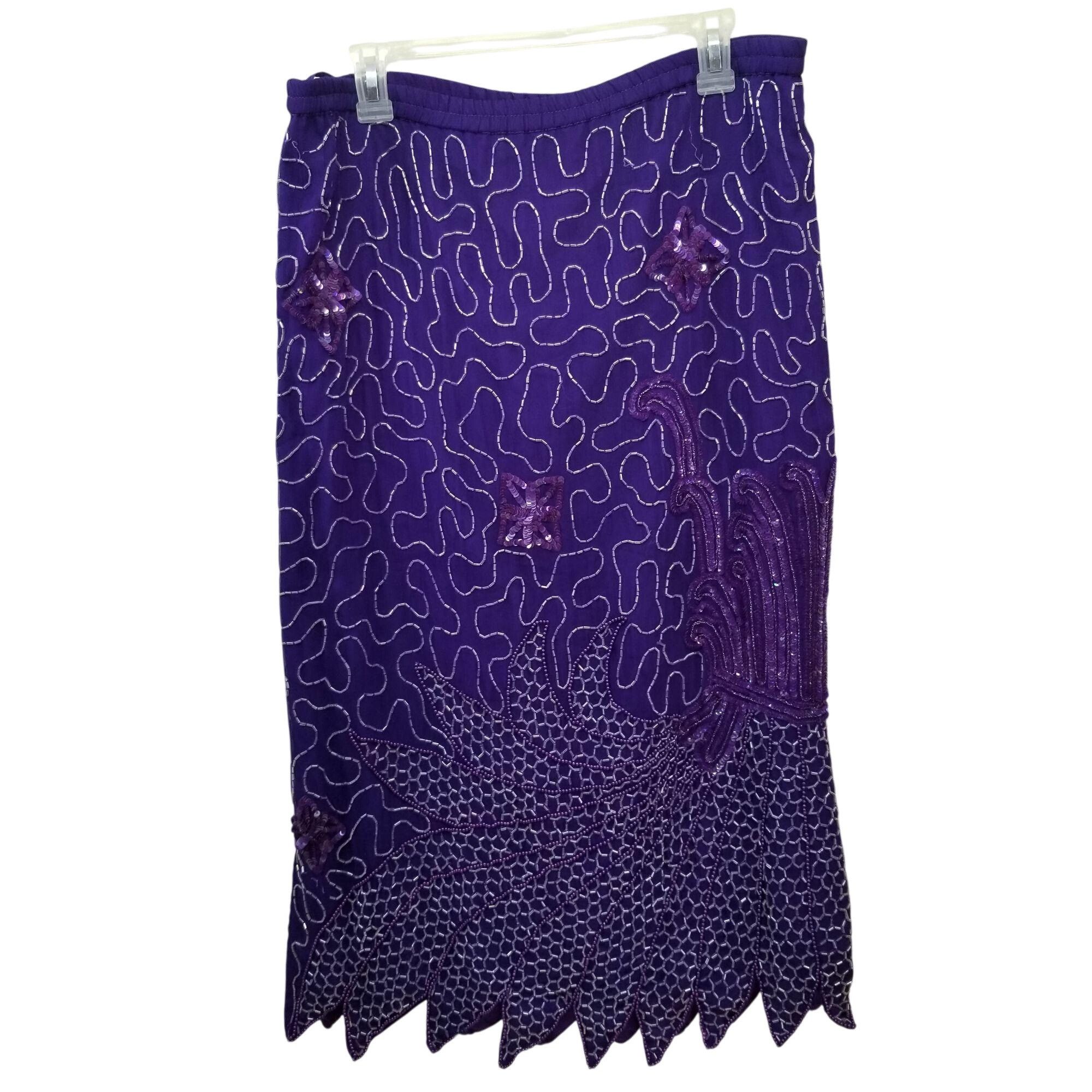 Other Laurence Kazar M 2 Pc Top Skirt Beaded Sequins Silk Formal P Size M / US 6-8 / IT 42-44 - 2 Thumbnail