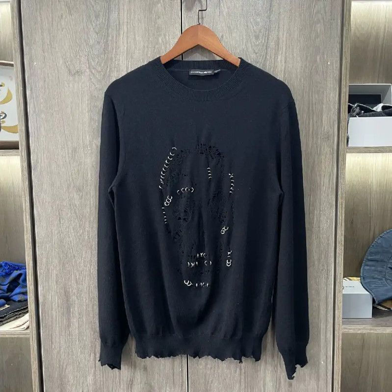 Alexander McQueen Alexander McQueen Black Leather Pullover Sweater 0089 Size M / US 6-8 / IT 42-44 - 1 Thumbnail