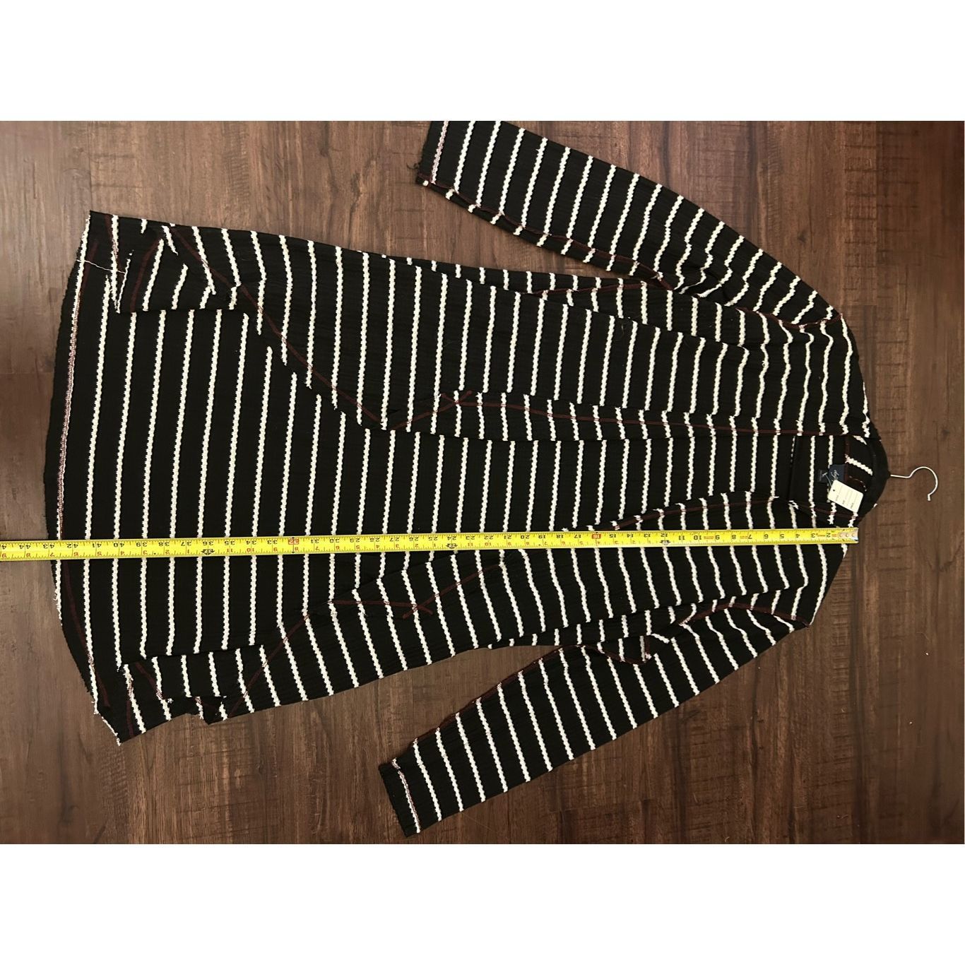 Other Day Trip (Buckle) Black White Stripe Cardigan Duster, Size X Size XL / US 12-14 / IT 48-50 - 2 Thumbnail