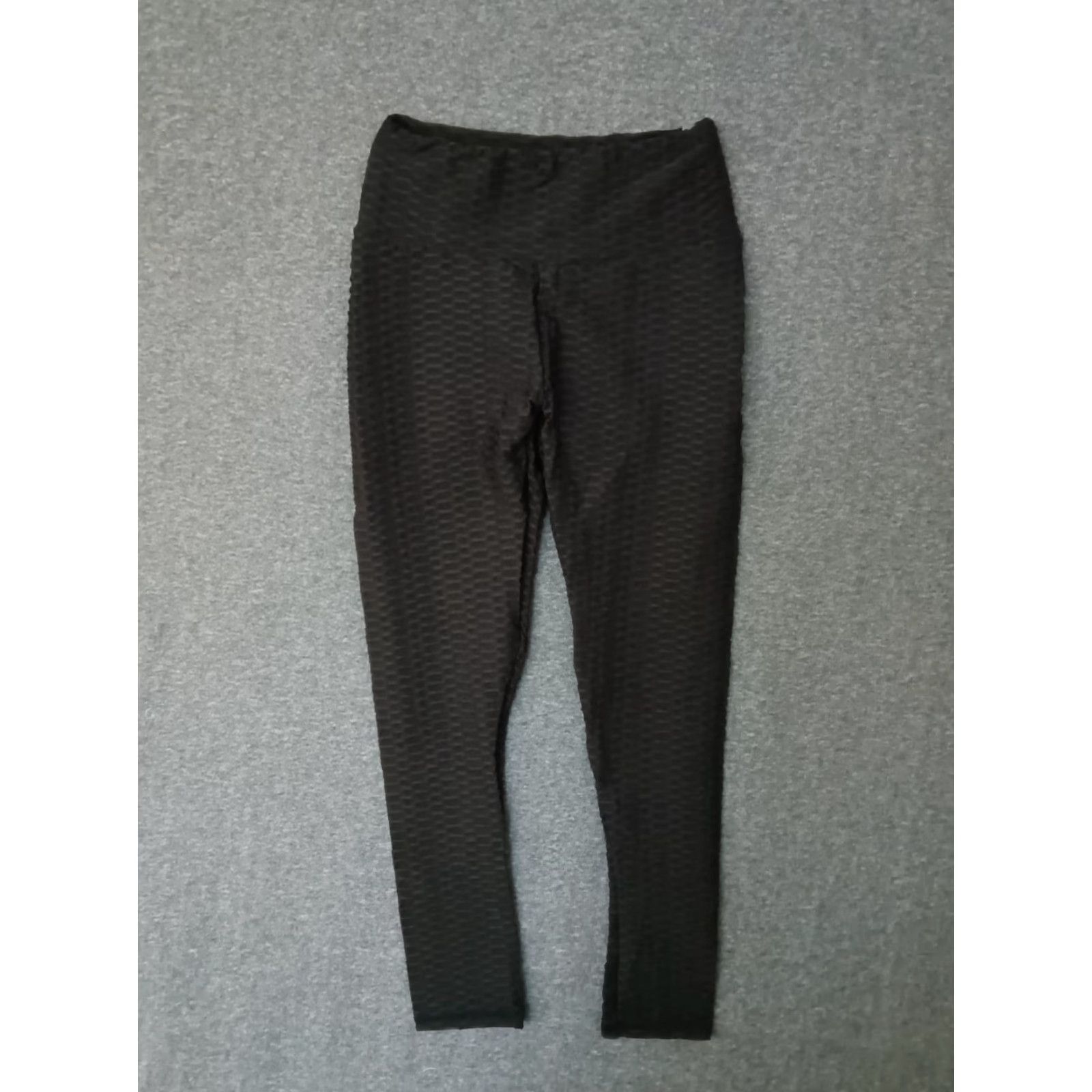 Vintage Women's Leggings M Black Mid Waist Textured Pull-On Jegging - Yoga, Gym & Training Womens Size 32" / US 10 / IT 46 - 2 Thumbnail