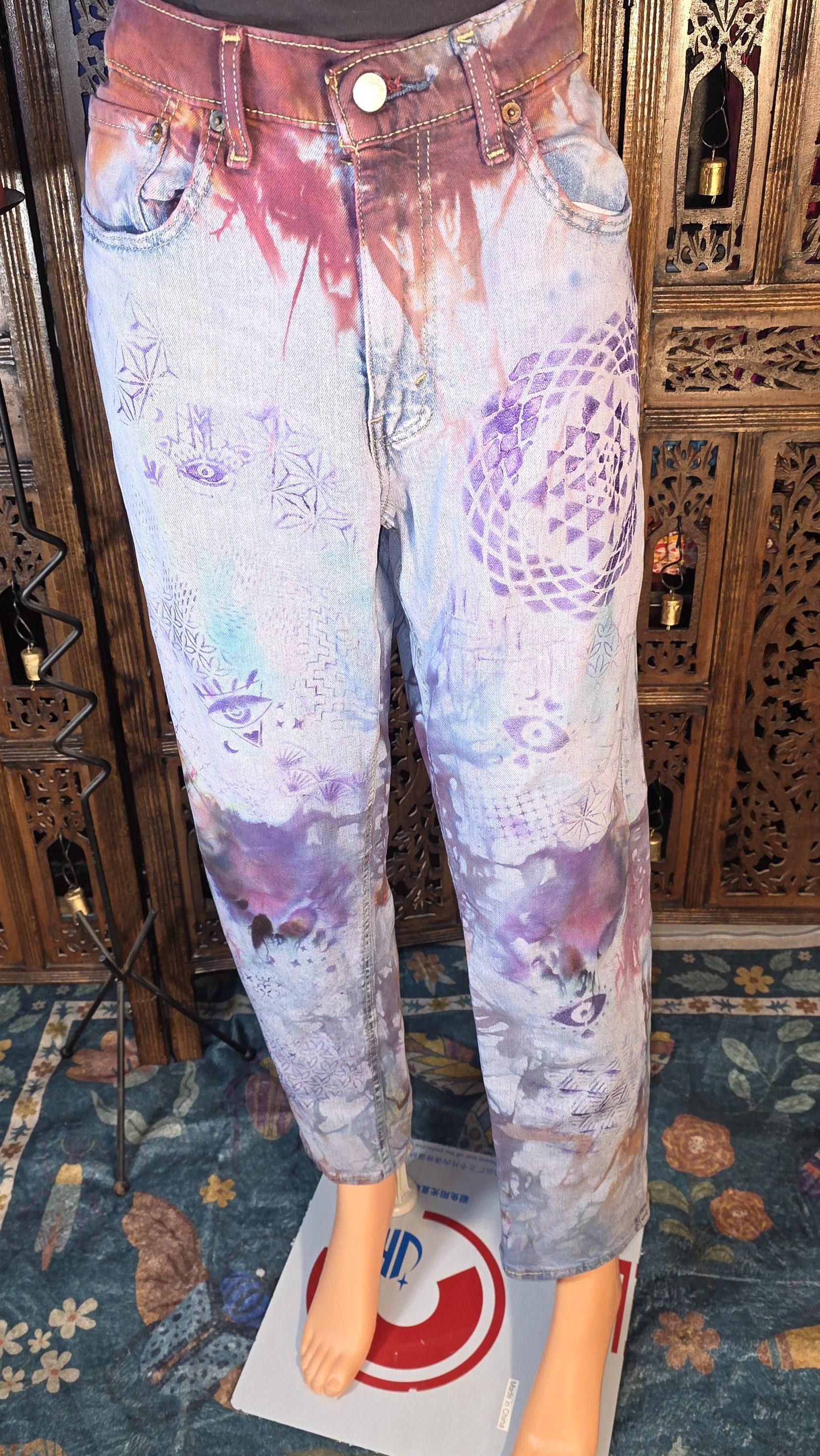 Levi's Vintage Clothing Painted Ice Dyed Jeans Size 36" / US 14 / IT 50 - 2 Thumbnail
