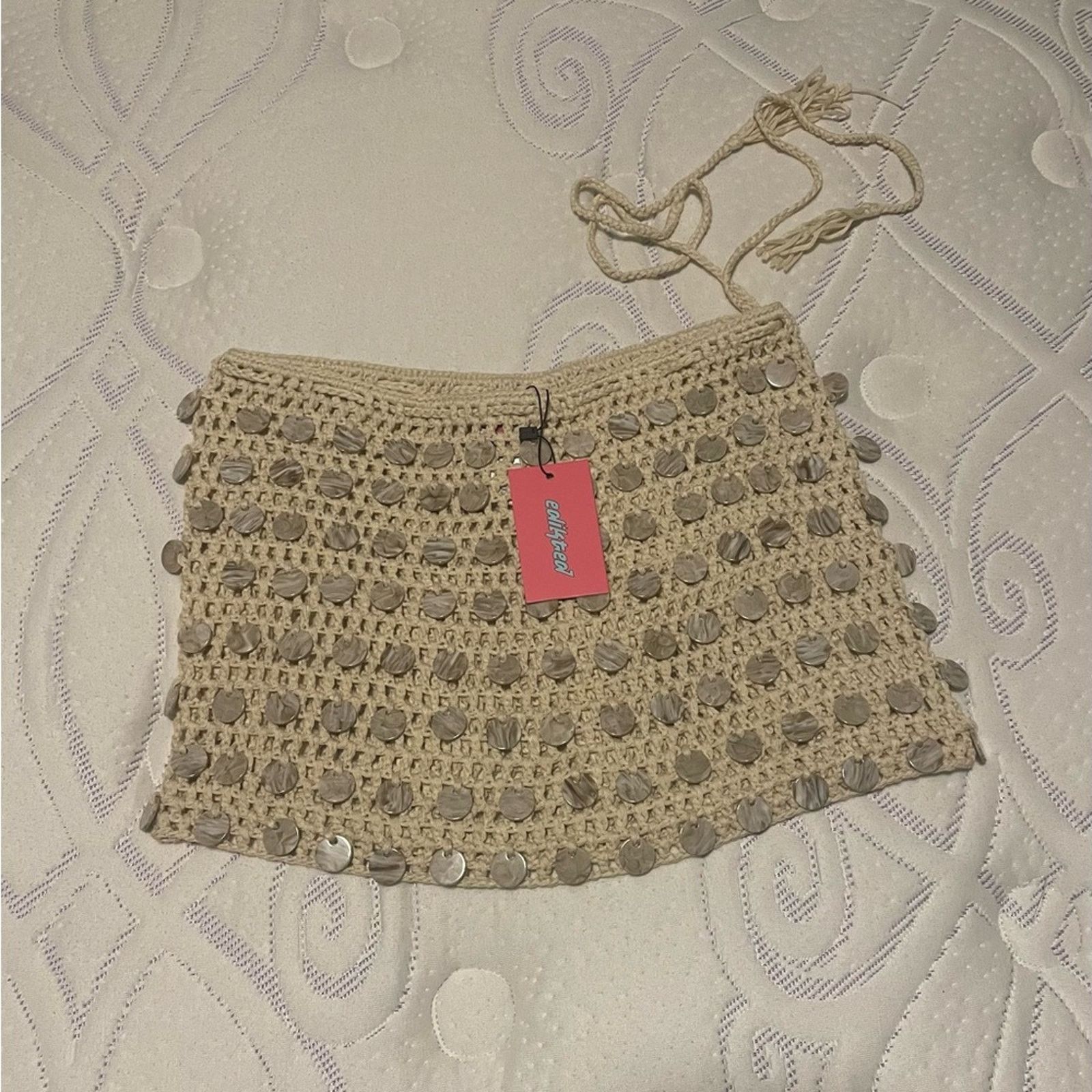 Other Crochet Mini Skirt Cover-Up in Cream Size XS / US 0-2 / IT 36-38 - 2 Thumbnail