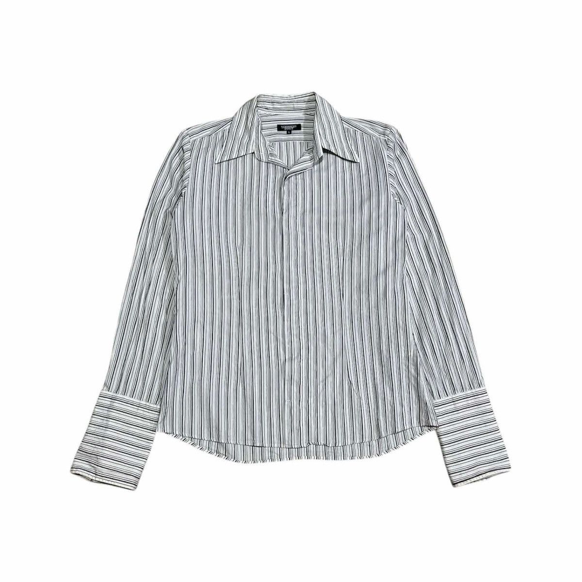 If Six Was Nine × Japanese Brand × Tornado Mart 🔥Y2K Archived Tornado Mart Striped Shirt Hidden Button Size US L / EU 52-54 / 3 - 3 Thumbnail