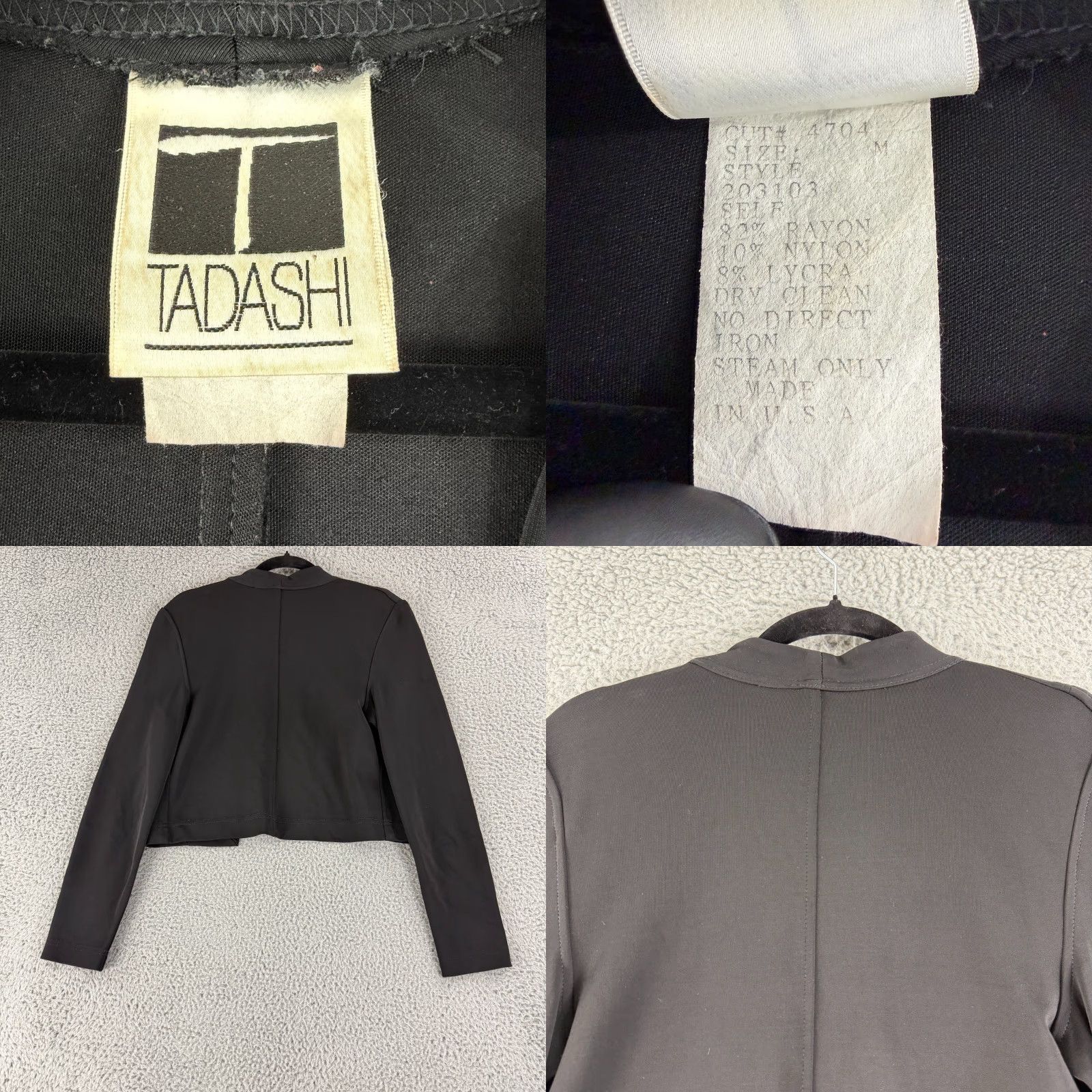 Tadashi Shoji Tadashi Jacket Womens M Black Cropped Open Front Long Sleeve Vintage USA Jacket Size M / US 6-8 / IT 42-44 - 8 Thumbnail