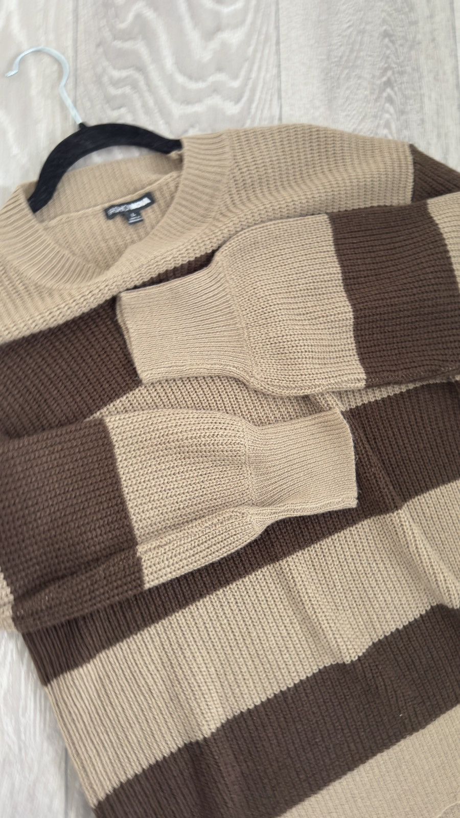Fashion Nova Fashion Nova Brown and Beige Striped Knit Sweater Size L / US 10 / IT 46 - 6 Thumbnail