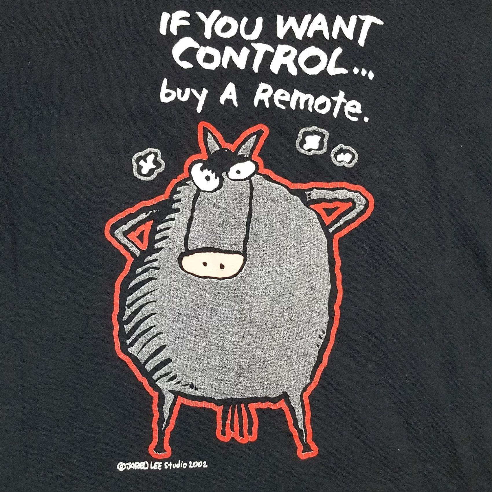 Lee Vintage M&O KNITS T-Shirt Men's XL Black Cotton Short Sleeve Crew Neck 90s Y2K Funny Horse Cartoon Logo Embroidered 00s Vintage Quality Shirt Size US XL / EU 56 / 4 - 4 Thumbnail