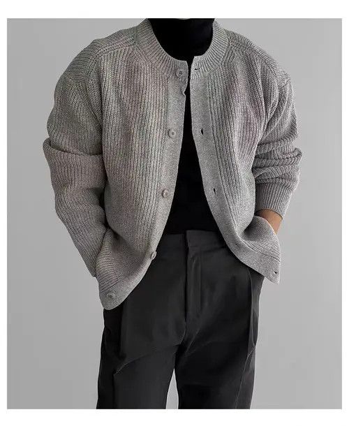 VIBE Vintage Gray L Buttoned Casual Sweater Knit Jacket Size US L / EU 52-54 / 3 - 2 Thumbnail