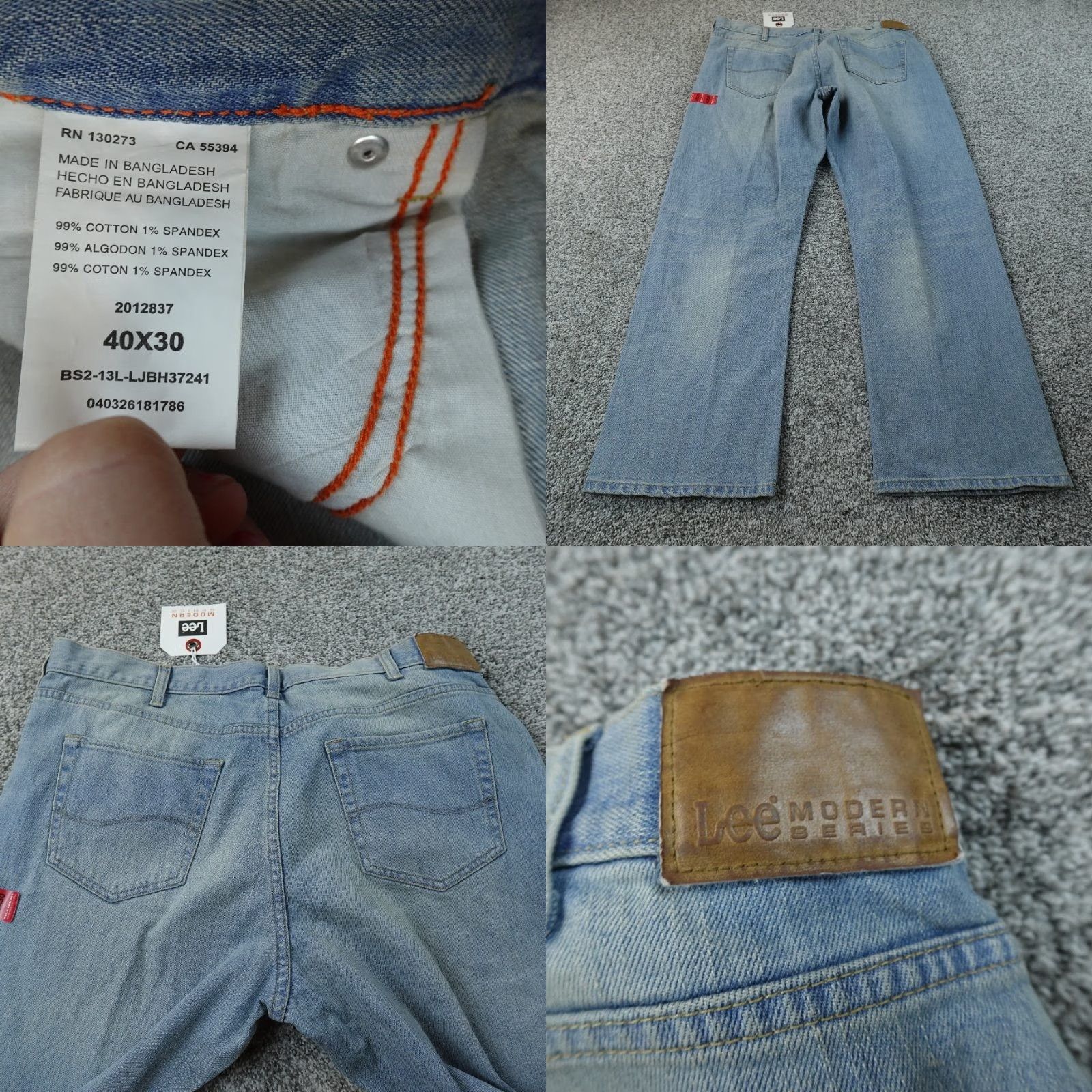 Lee Lee Jeans Mens 40X30 Light Blue Denim Pants Relaxed Straight Stretch 5-Pocket Design Jeans Size US 40 / EU 56 - 8 Thumbnail