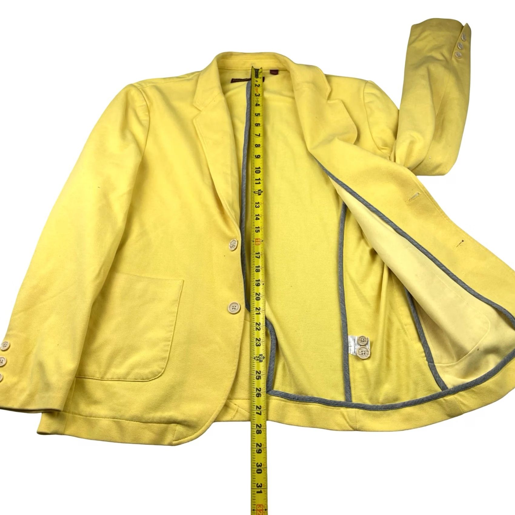 Vintage Paulo Solari Blazer Shirt Mens Cotton Blend Unstructured 2-Button Yellow Large Regular Jacket Coat Style Two Button Notch Lapel Vintage? No Size 42R - 7 Thumbnail