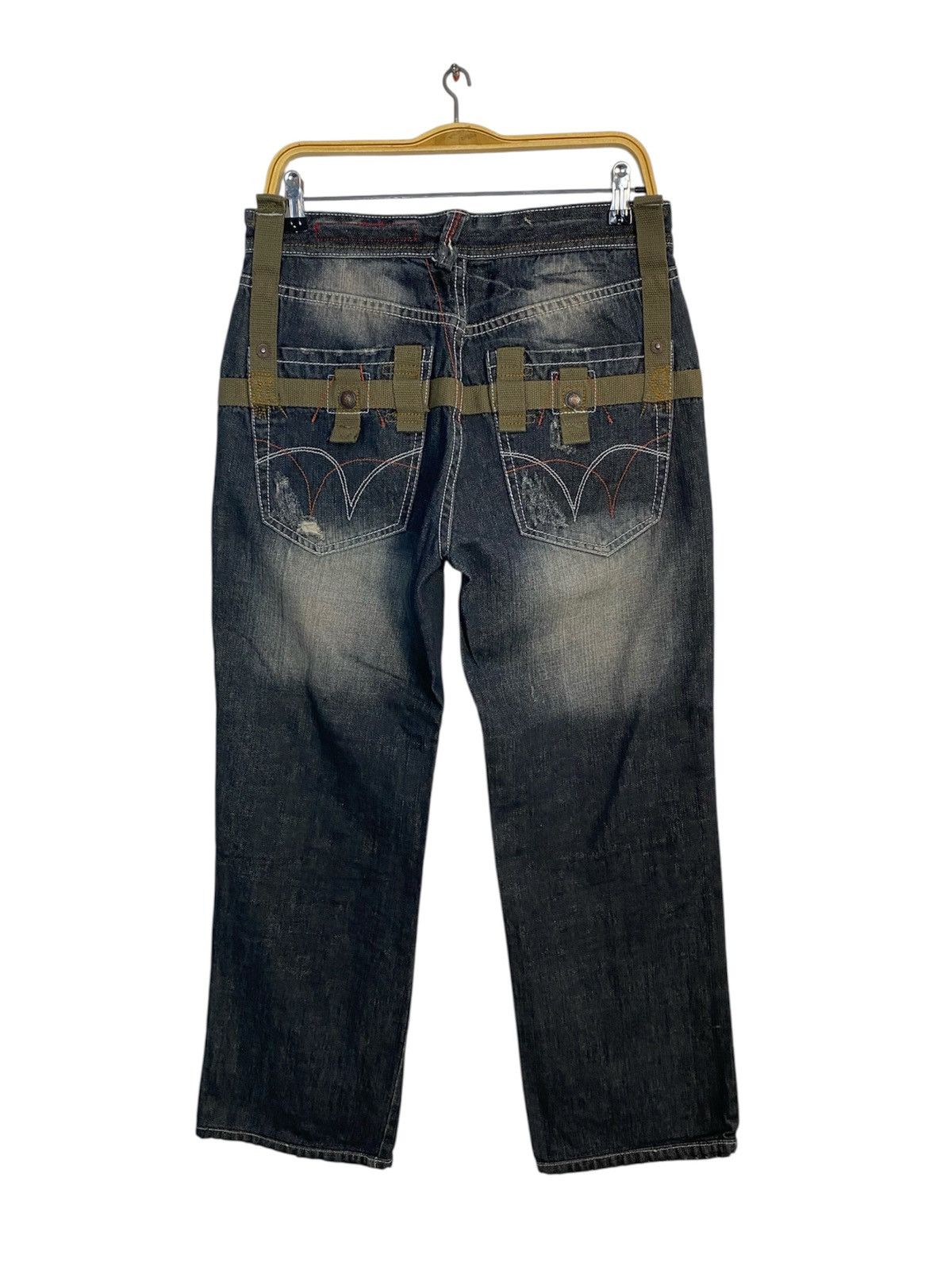 Other Y2k Tough Jeansmith Tactical Denim Green Straps Size 30 31 Size US 31 - 2 Thumbnail
