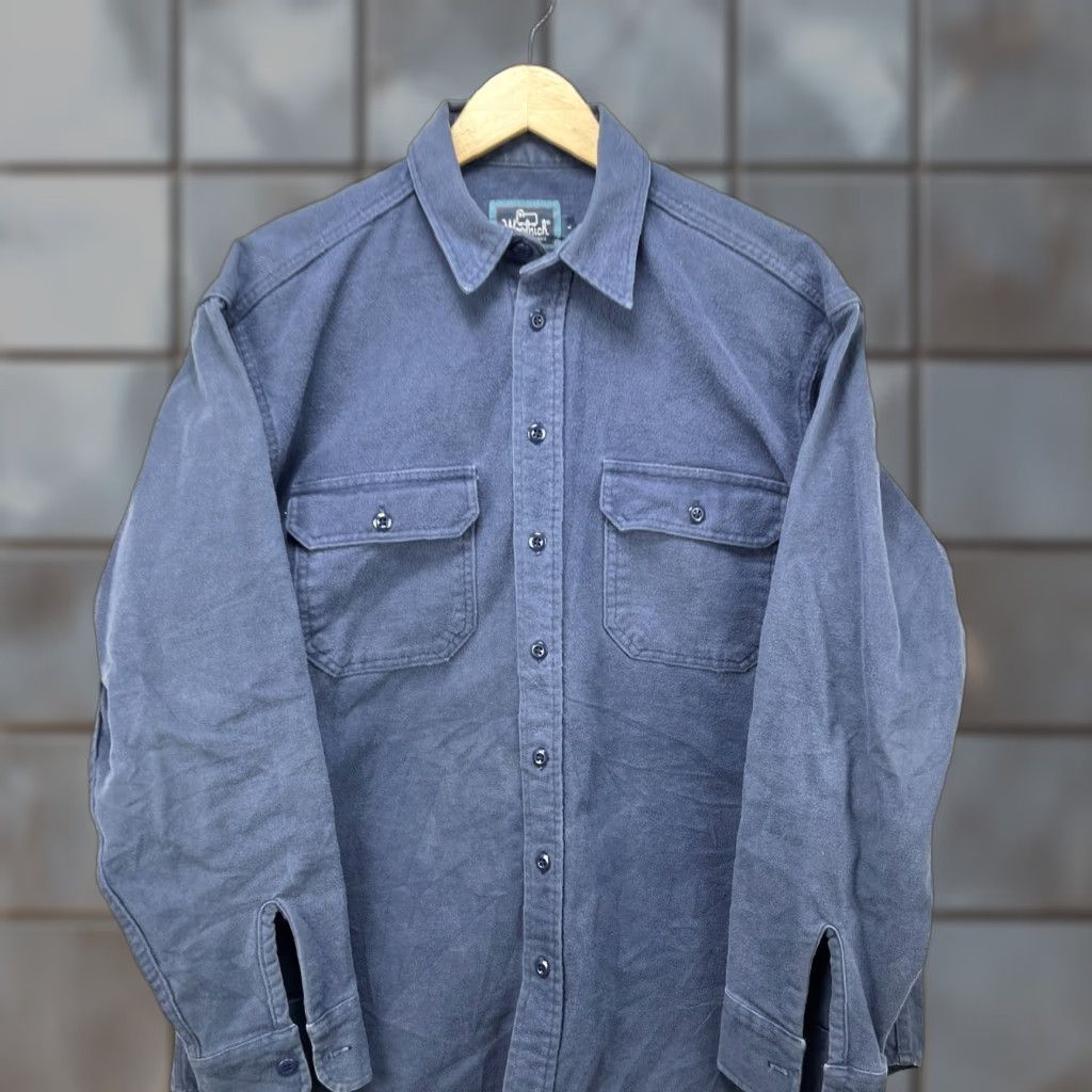 Vintage VINTAGE Woolrich Shirt 90s Button-Up Long Sleeve Blue M Adults Mens Large Size US M / EU 48-50 / 2 - 1 Thumbnail