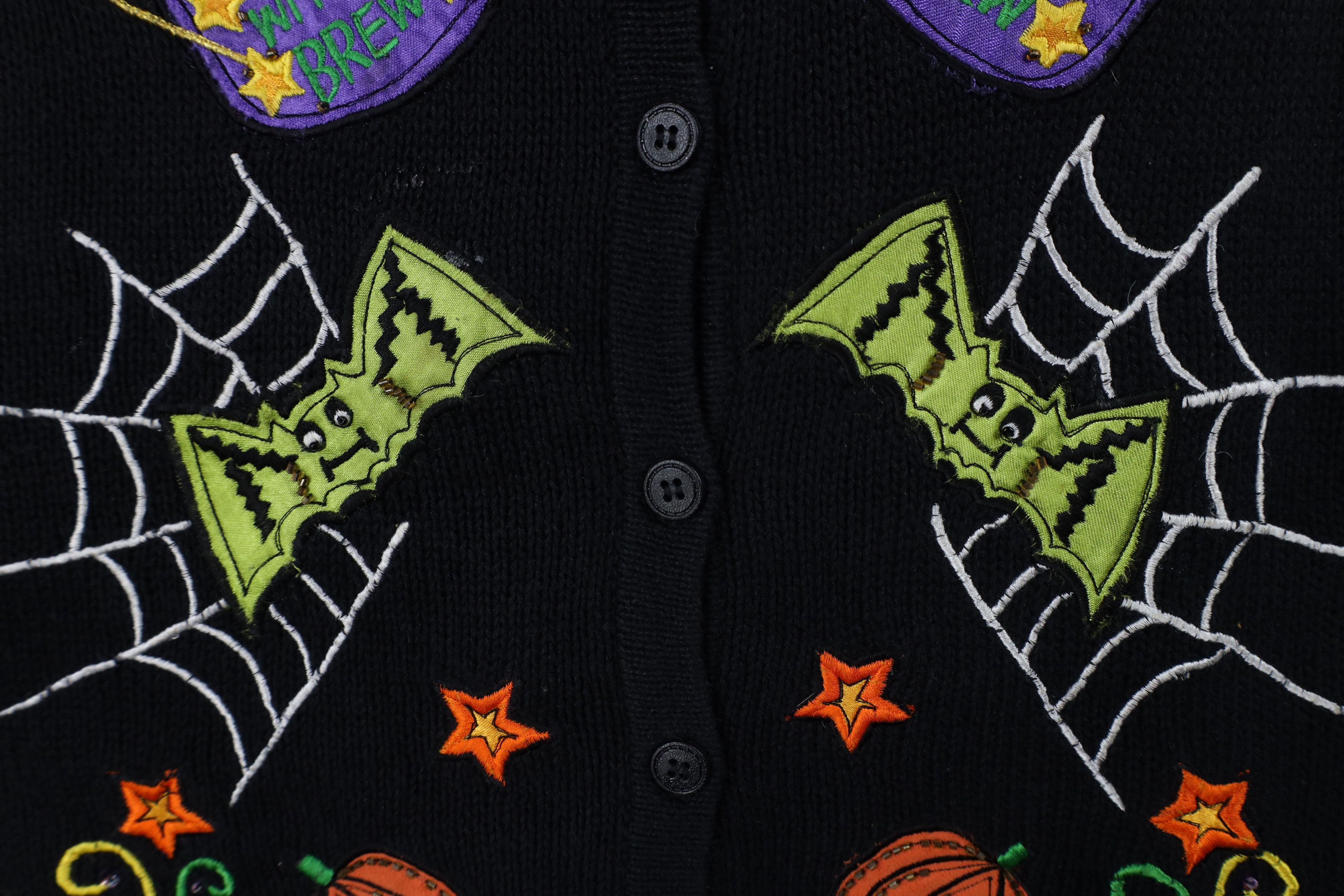 Vintage Vintage 90s Streetwear Witch Bat Cardigan Sweater Vest Black Size XXL / US 16-18 / IT 52-54 - 6 Thumbnail