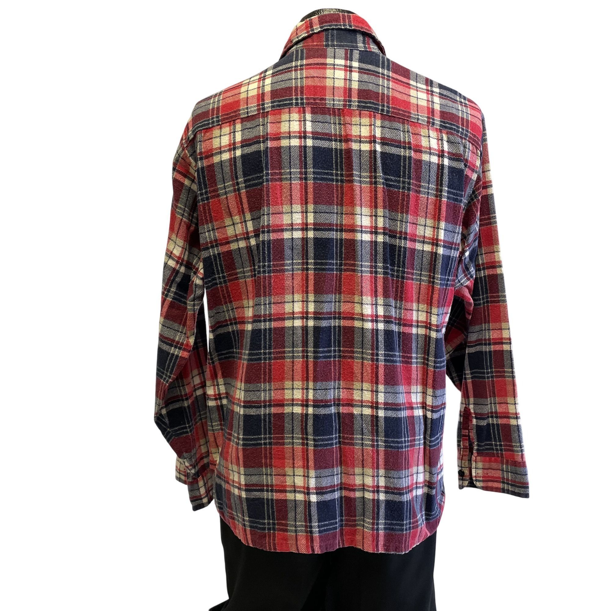 Other 80's Saucatuck Men RED Blue Shadow PLAID Work FLANNEL Shirt Size US L / EU 52-54 / 3 - 10 Thumbnail