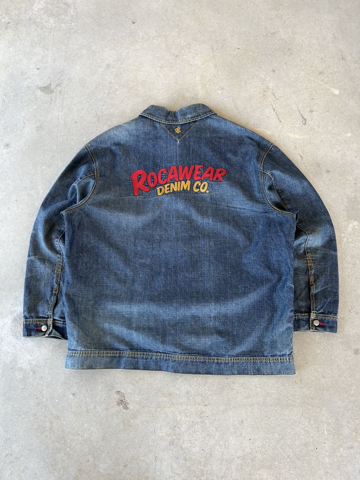 Ecko Unltd. Vintage Y2K Rocawear Denim Chore Coat w/ Emboridered Patches Size US XXL / EU 58 / 5 - 2 Thumbnail