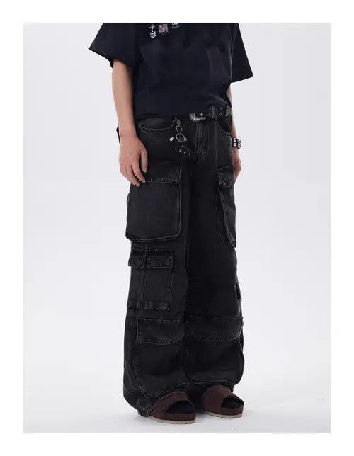VIBE Baggy Cargo Black Denim Jeans Size US 28 / EU 44 - 4 Thumbnail