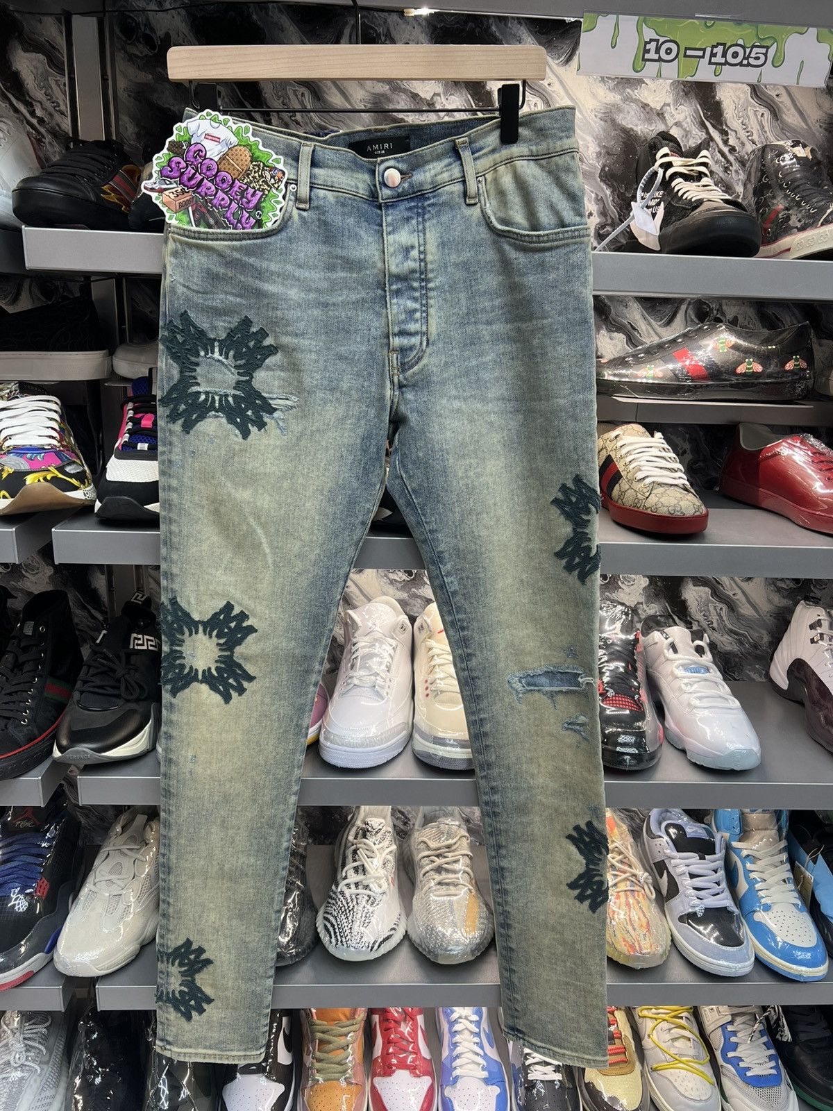 Amiri Amiri MA Quad Applique Skinny Jeans in Blue Wash Size US 32 / EU 48 - 1 Thumbnail
